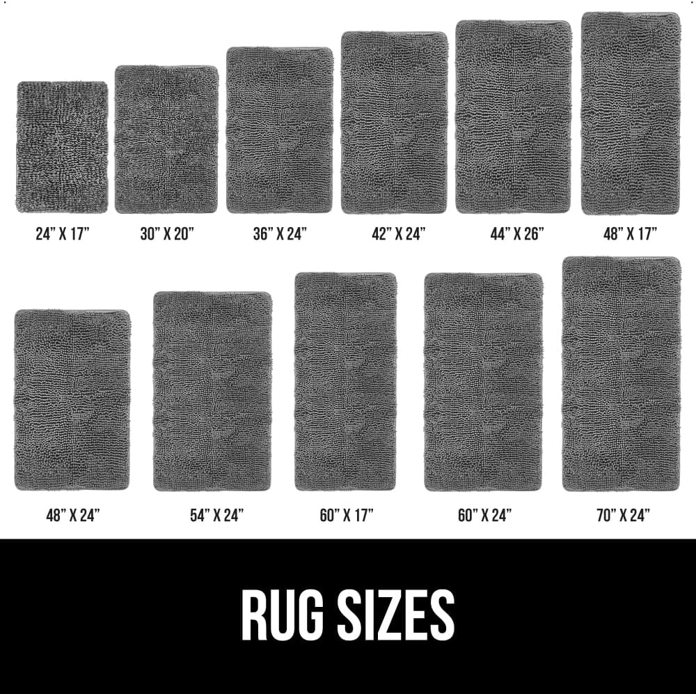 GORILLA GRIP Bath Rug Mat 54x24, Thick Soft Absorbent Chenille, Quick Dry Microfiber Mats, Rubber Backing Washable Shower Floor Rugs, Bathmat Runner, US Designed Bathroom Home Decor Accessories Grey