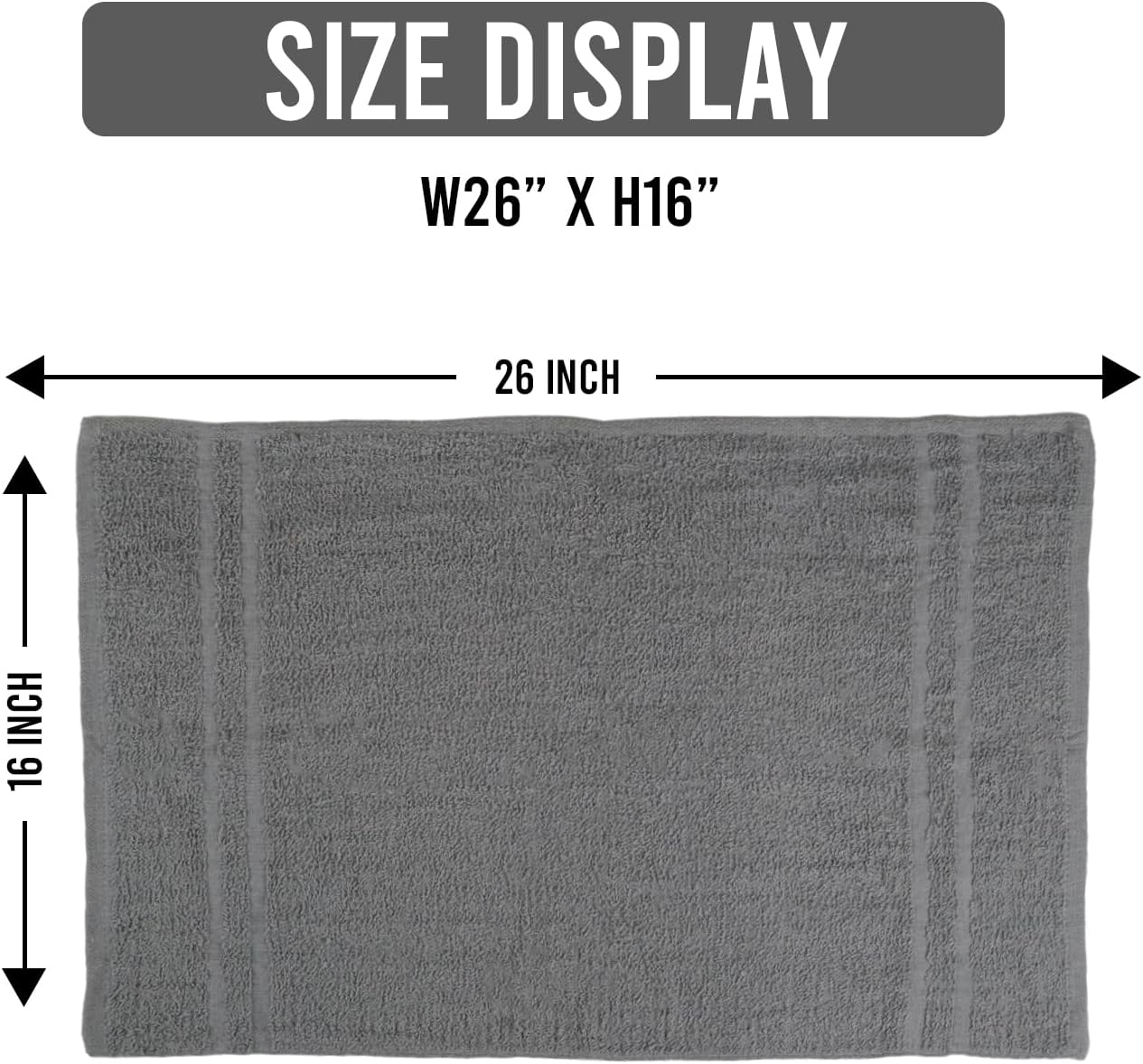 24 Pack Dark Grey Hand Towels 100% Cotton Spa Towel – 16x27 inches Highly Absorbable Facial Towels Gym, Hair, Face, Bulk Small Towels (Not Bleach Proof)