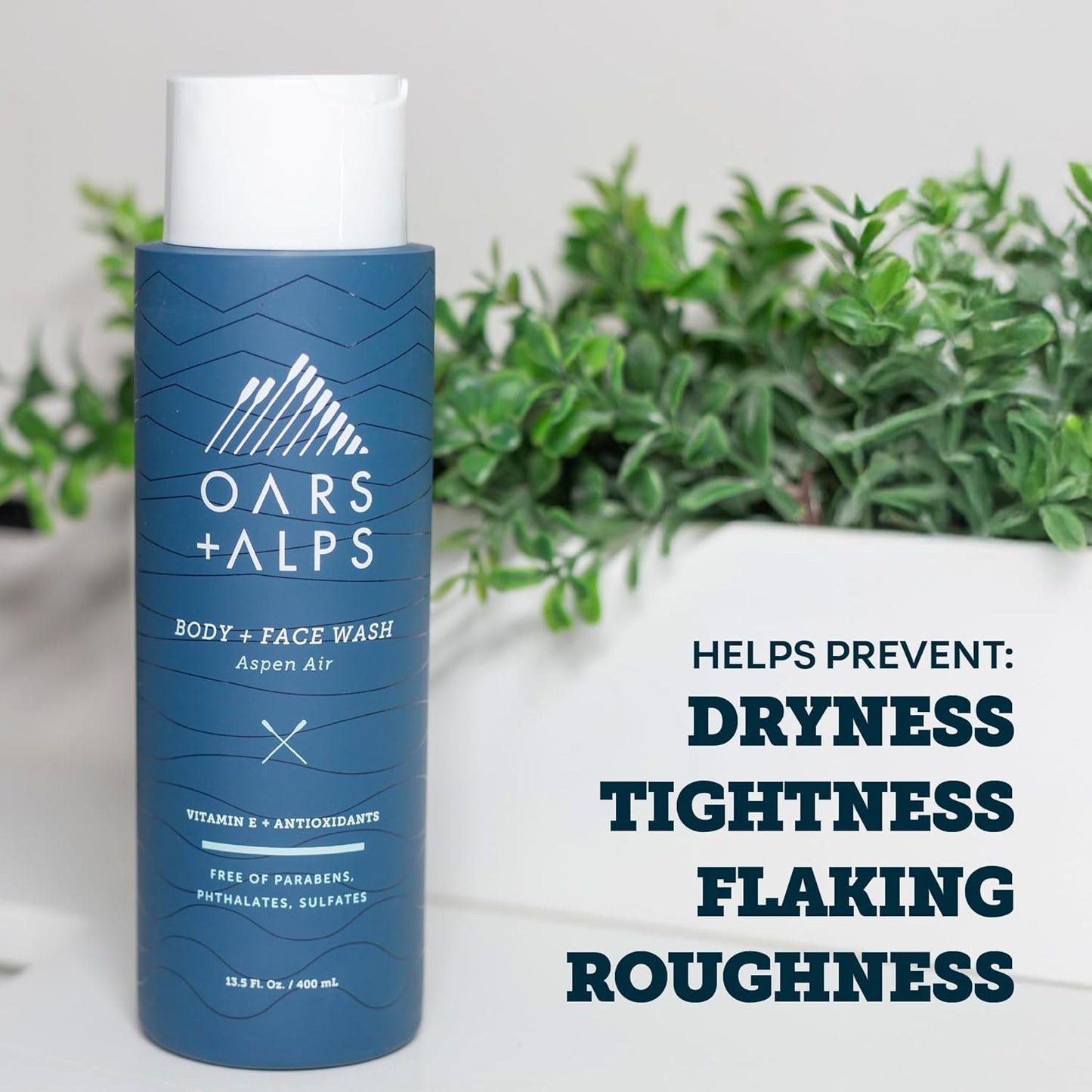 Oars + Alps Mens Moisturizing Body and Face Wash, Skin Care Infused with Vitamin E and Antioxidants, Sulfate Free, Aspen Air, 3 Pack