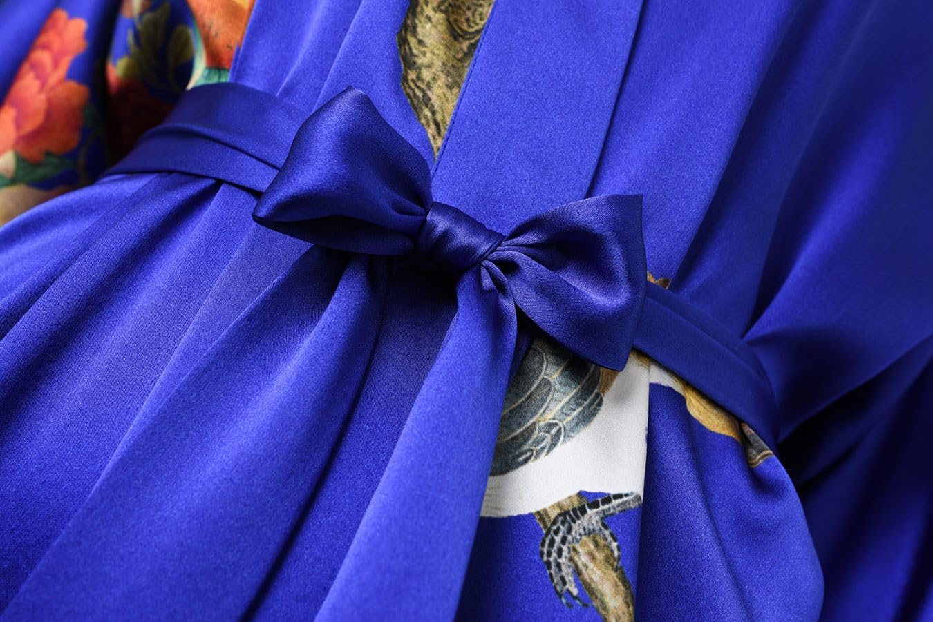 Women's Silk Kimono Robe Long Bathrobe Nightgown 100% Mulberry Silk for Women - Classic Floral Pattern
