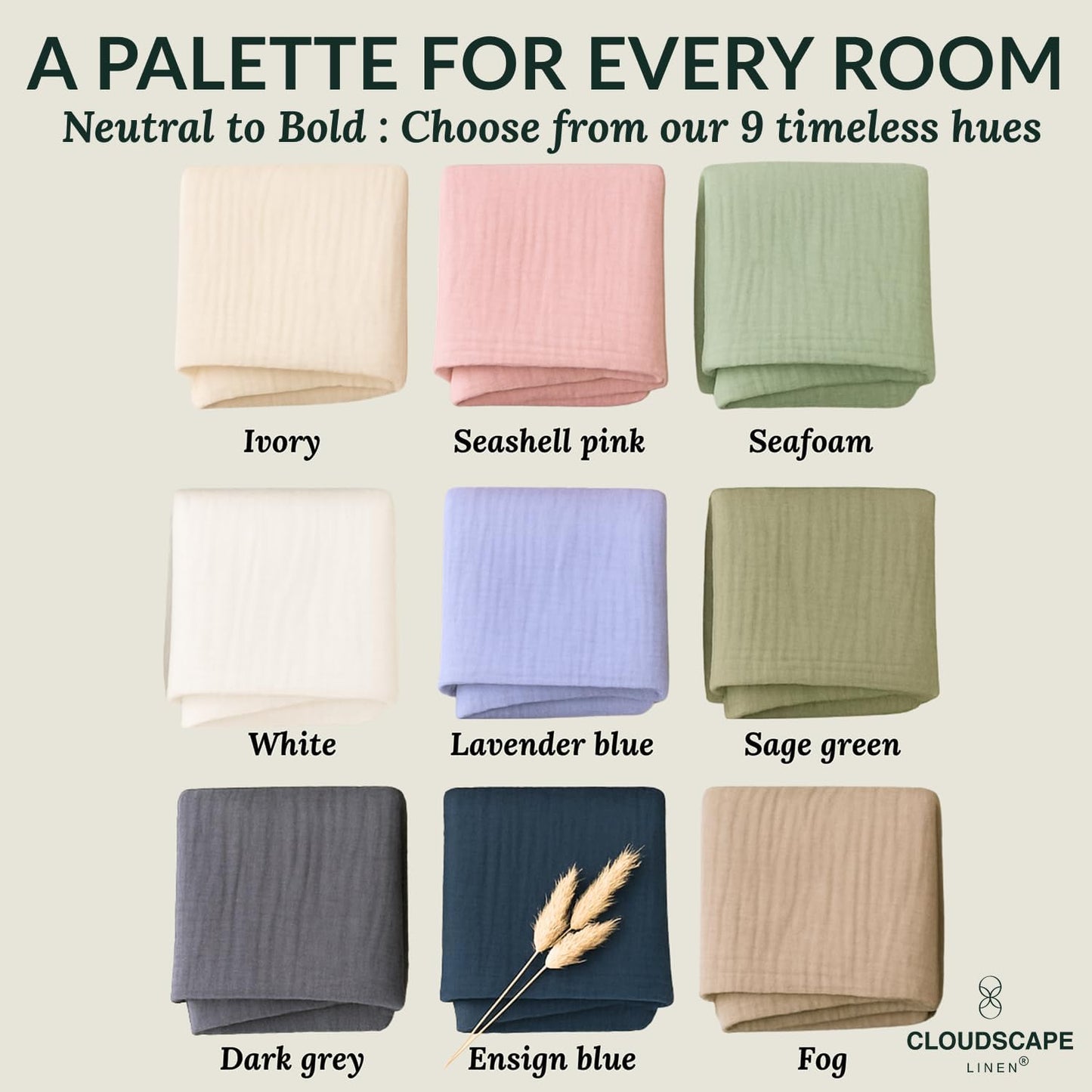 Cloud Scape Linen 8-Layer Muslin Blanket Queen Size - 100% Cotton, Soft and Breathable, Oversized Winter Blanket, Fits up to Full Size Bed, 92x92, Seashell Pink