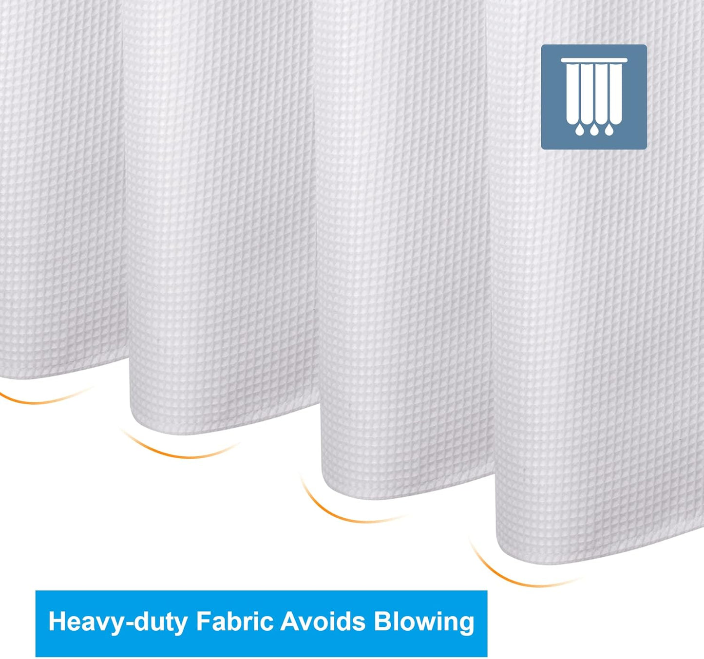 AmazerBath White Waffle Shower Curtain, 36x72 Inches, Fabric Stall Curtain With Waffle Weave, Hotel Quality Bathroom Shower Curtains