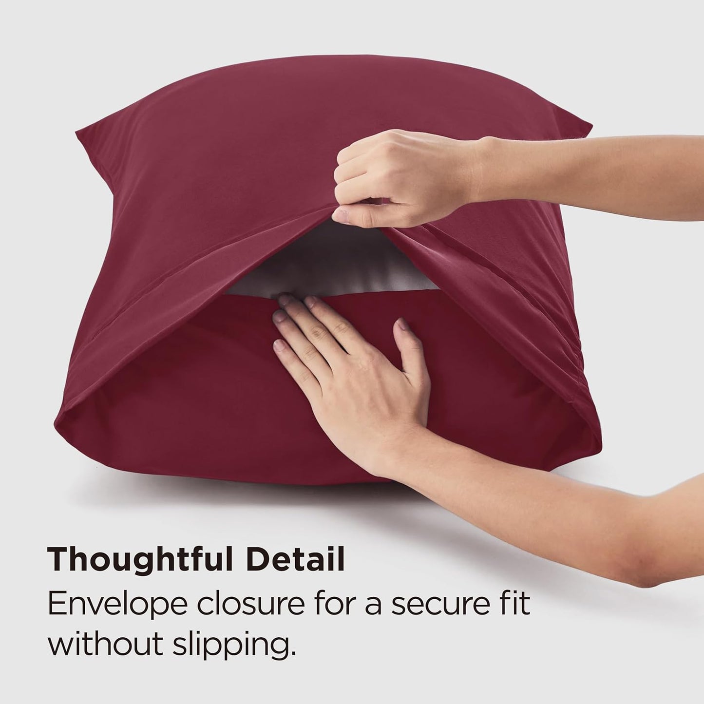 Bedsure King Size Pillow Cases Set of 2 - Burgundy Brushed Microfiber Pillowcases 2 Pack, Super Soft Pillow Case Cover with Envelope Closure, Wrinkle, Fade and Stain Resistant, 20x36 Inches