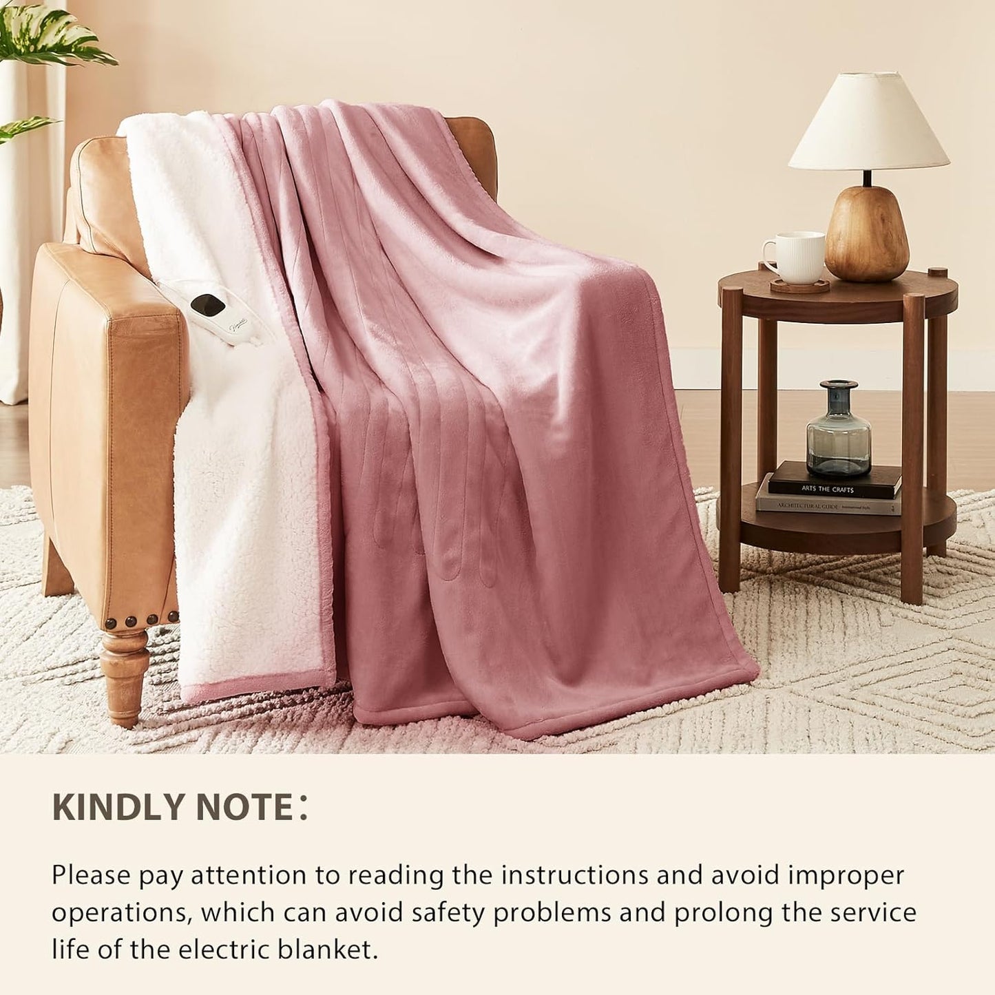 Homemate Electric Heated Blanket Full Size - 72"x84" Heating Blanket Full Size 1/2/4/6/8 Hours Auto-Off 10 Heat Level Over-Heat Protection Flannel Sherpa ETL Certification