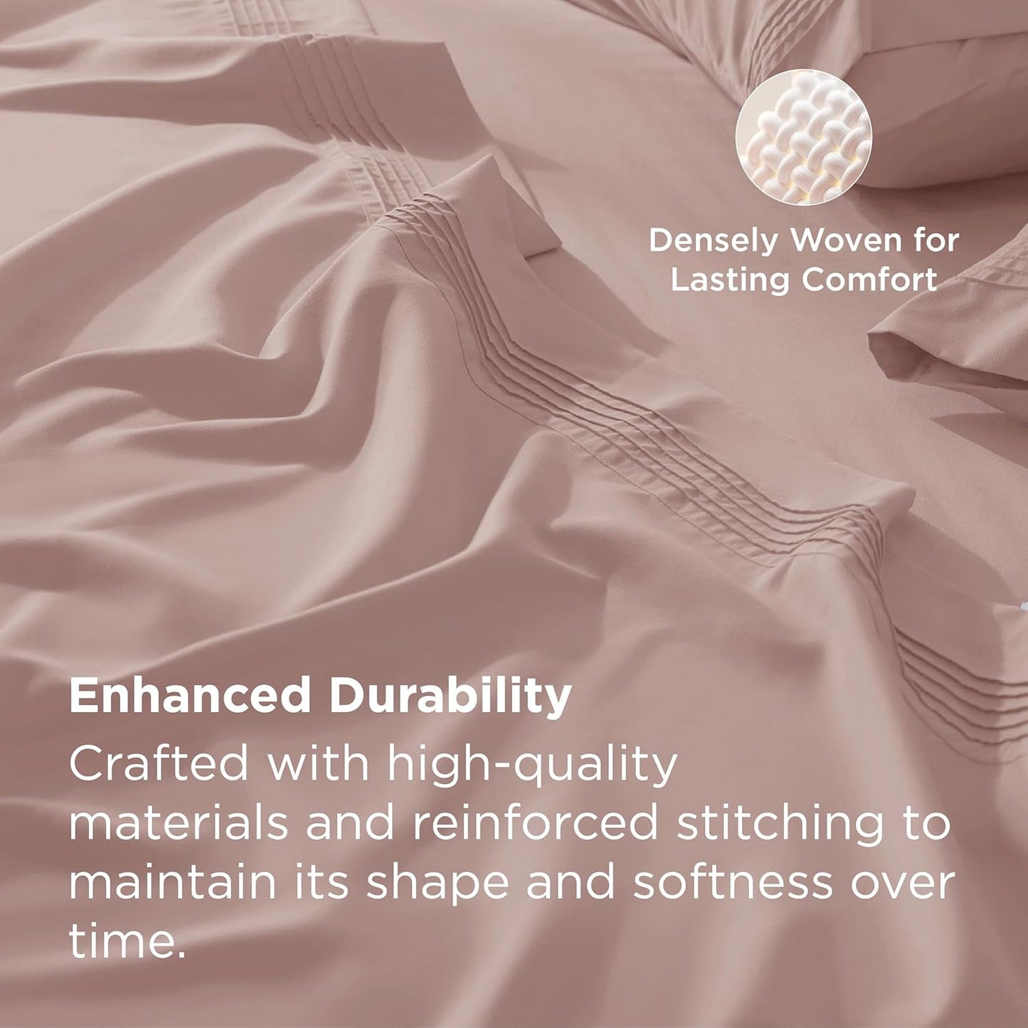 Bedsure Deep Pocket Queen Sheets Set - Fits Mattresses Up to 21 Inches Thick - 4 Piece GentleSoft Bed Sheets, Moisture Wicking, Soft & Cooling Bedsheet & Pillowcases, Easy & Secure Fit, Dusty Pink
