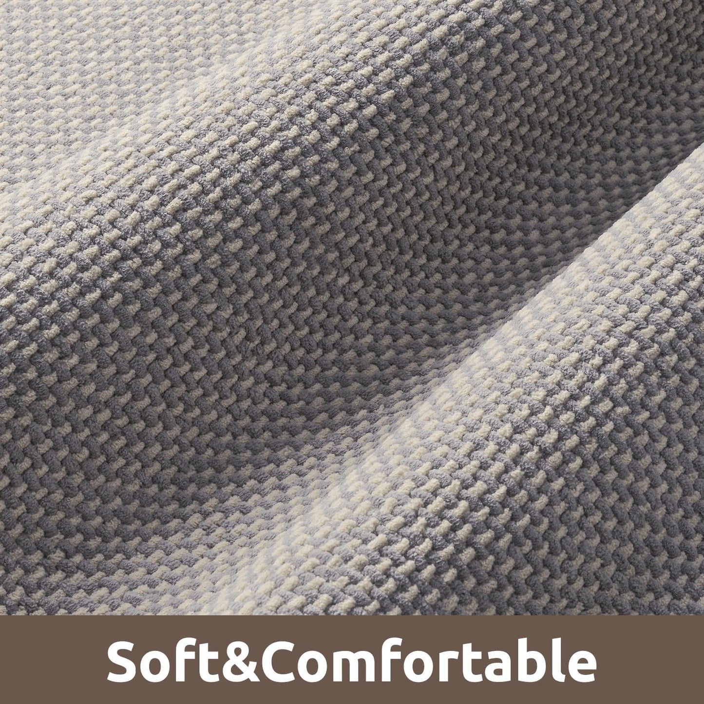 AMOAMI Chenille Bath Mat Super Absorbent Bathroom Mat Quick Dry Low Pile Bath Mats for Bathroom Washable Rubber Backed Bathroom Runners Fit Under Door, Front of Bathtub, Sink, LIGHTGREY&Beige 24"x48"