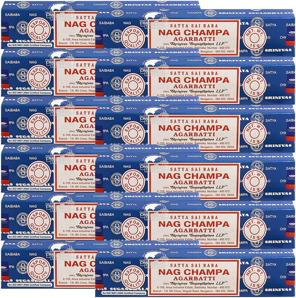 Nag Champa Incense Sticks 15g x 12 and Incense Stick Holder Bundle