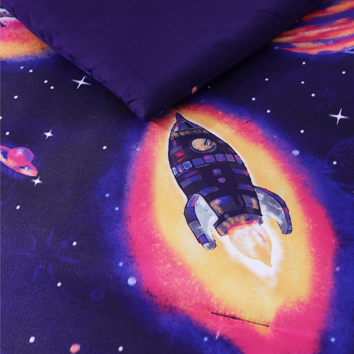Twin Comforter Set for Boys-5 Pieces Space Rocket Twin Bedding Sets for Kids, Ultra Soft Bed in A Bag with Sheets