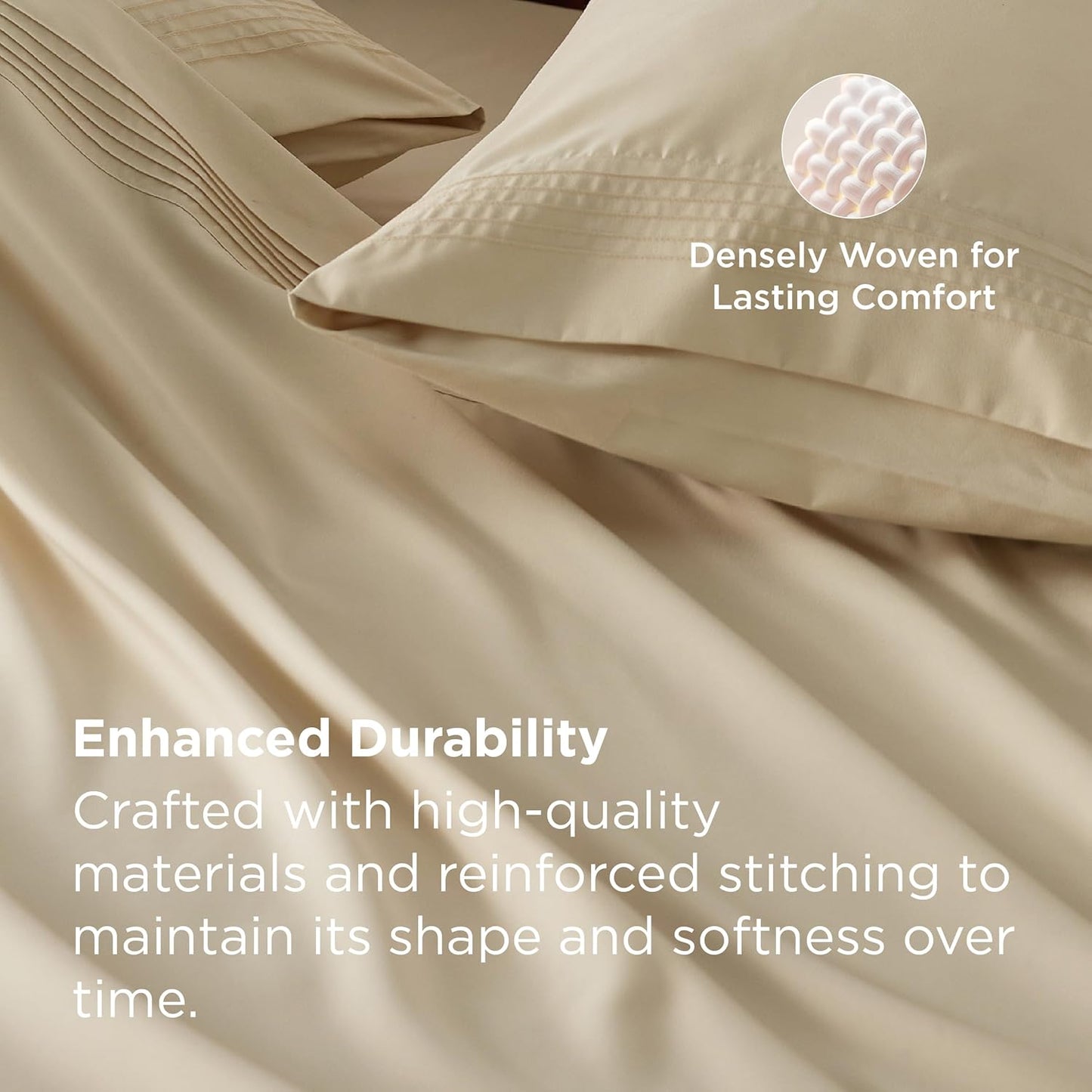 Bedsure Twin XL Sheets Dorm Bedding, GentleSoft Breathable Extra Long Twin Sheets & Pillowcases, Moisture Wicking Cooling, Deep Pocket Fits Mattress Up to 21 Inches Thick, Beige