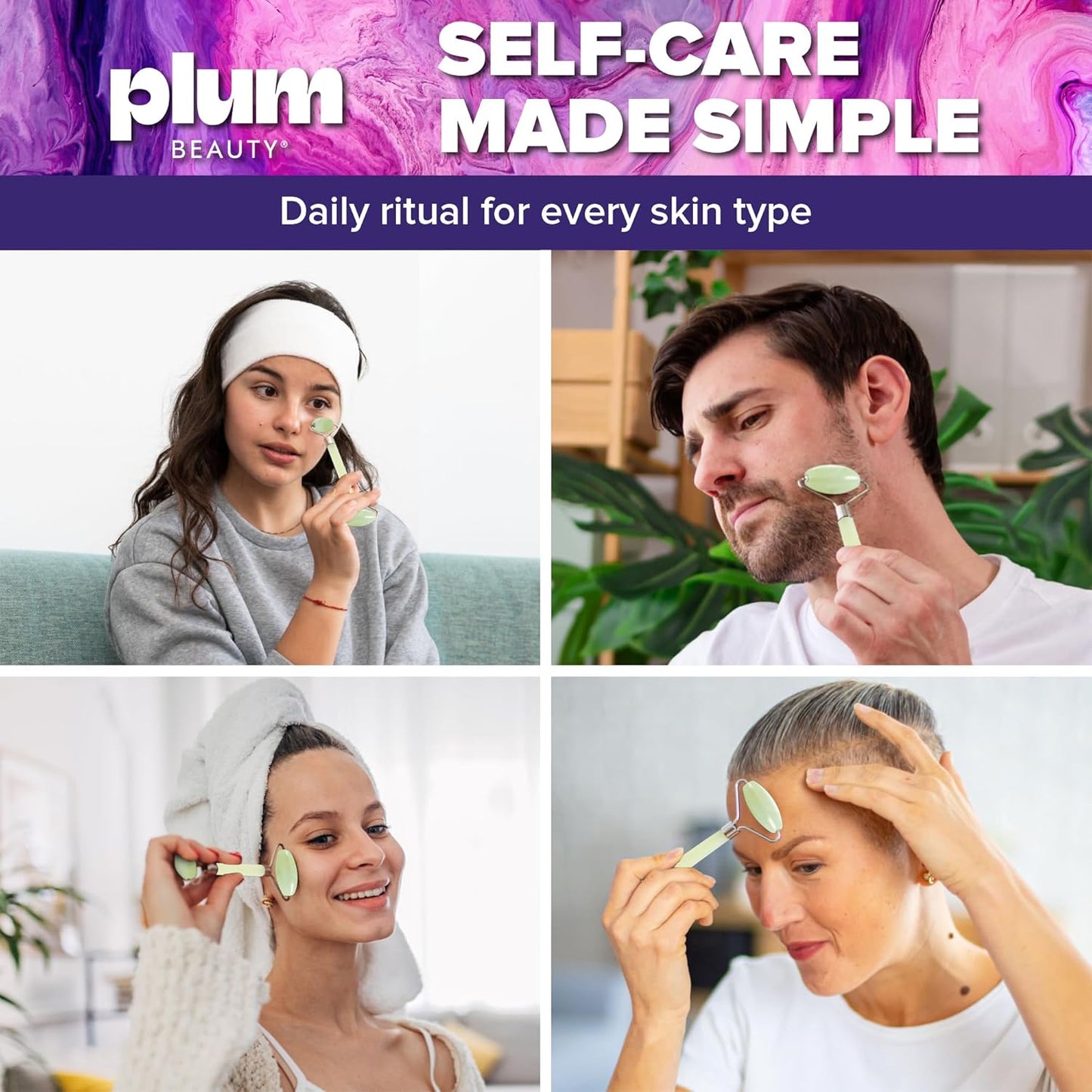 Jade Roller - Face Roller - Gua Sha Facial Tools, Jade Rollers for Face, Skin Care Kit for Men Women, Guasha Tools for Faces, Facial Care Reduces Under-Eye Puffiness and Dark Circles