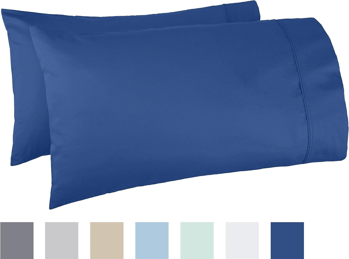 Amazon Basics 400 Thread Count Cotton Pillow Cases, King, 40" L x 20" W, Navy - Set of 2, Pillows Not Included