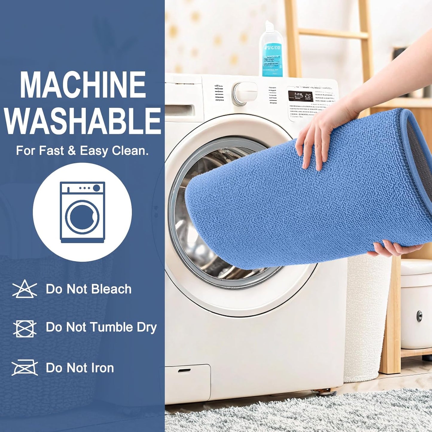 OLANLY Thick Memory Foam Bath Mat Rug 44x24, Extra Soft Absorbent Bathroom Rug, Quick Dry Bath Mat, Non-Slip, Machine Washable Carpet for Floor, Tub and Shower, Home Decor Accessories, Cornflower Blue
