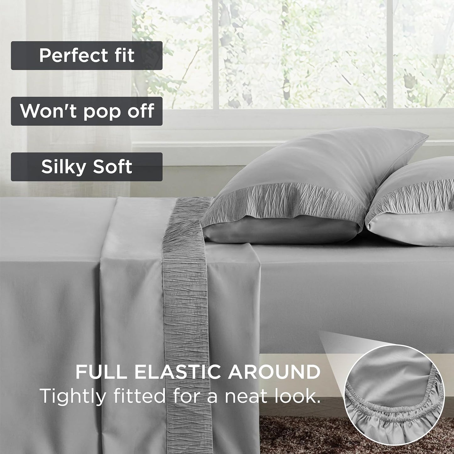 Bedsure Twin XL Sheet Sets Dorm Bedding - 3 Pieces Soft Extra Long Twin Sheets, Hotel Luxury, Easy Care Microfiber for Women, Men, Grey