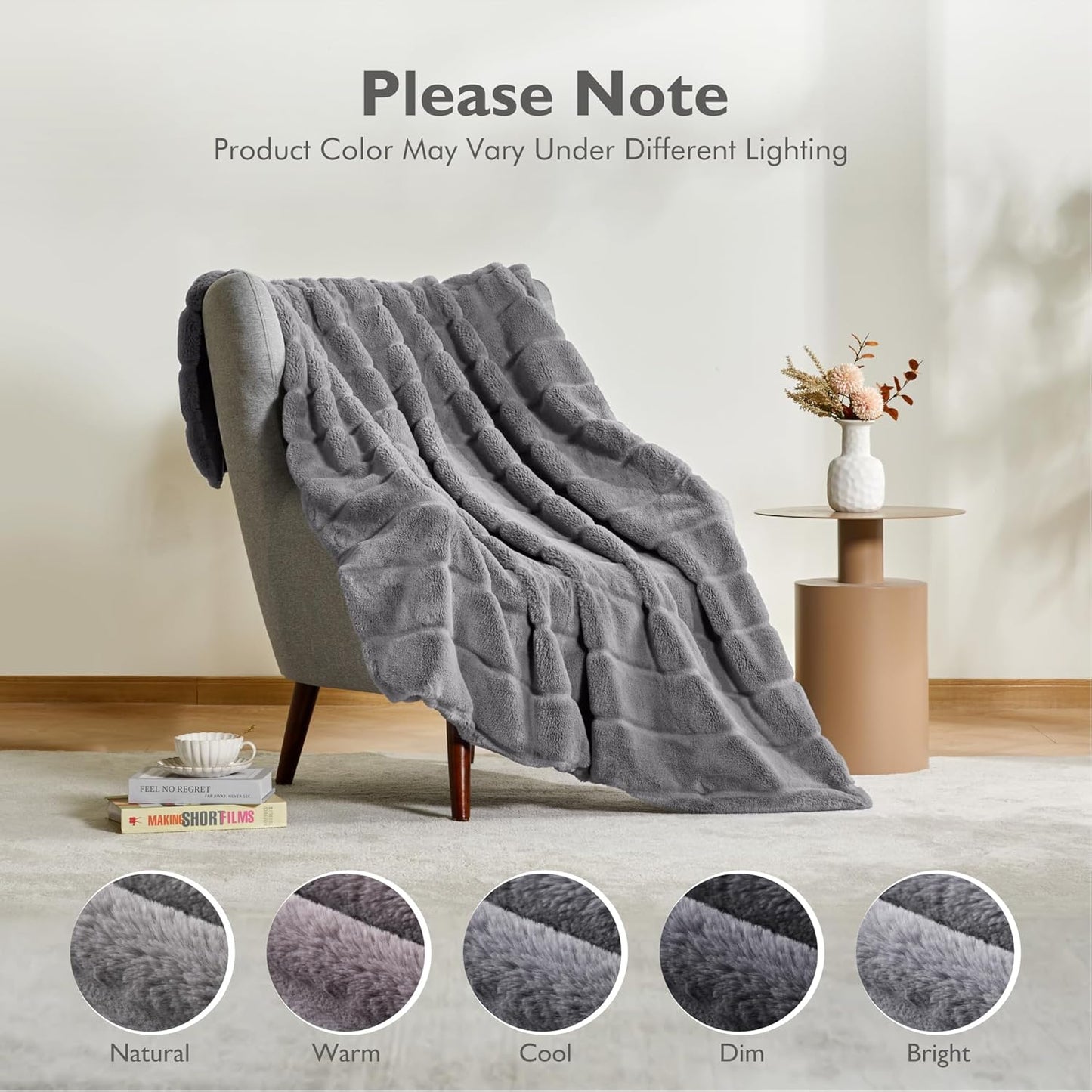 ALPHA HOME Luxury Faux Rabbit Fur Throw Blanket for Couch Bed, Cozy Gifts for Women Christmas, Ideal for Home Decor and Chilly Nights