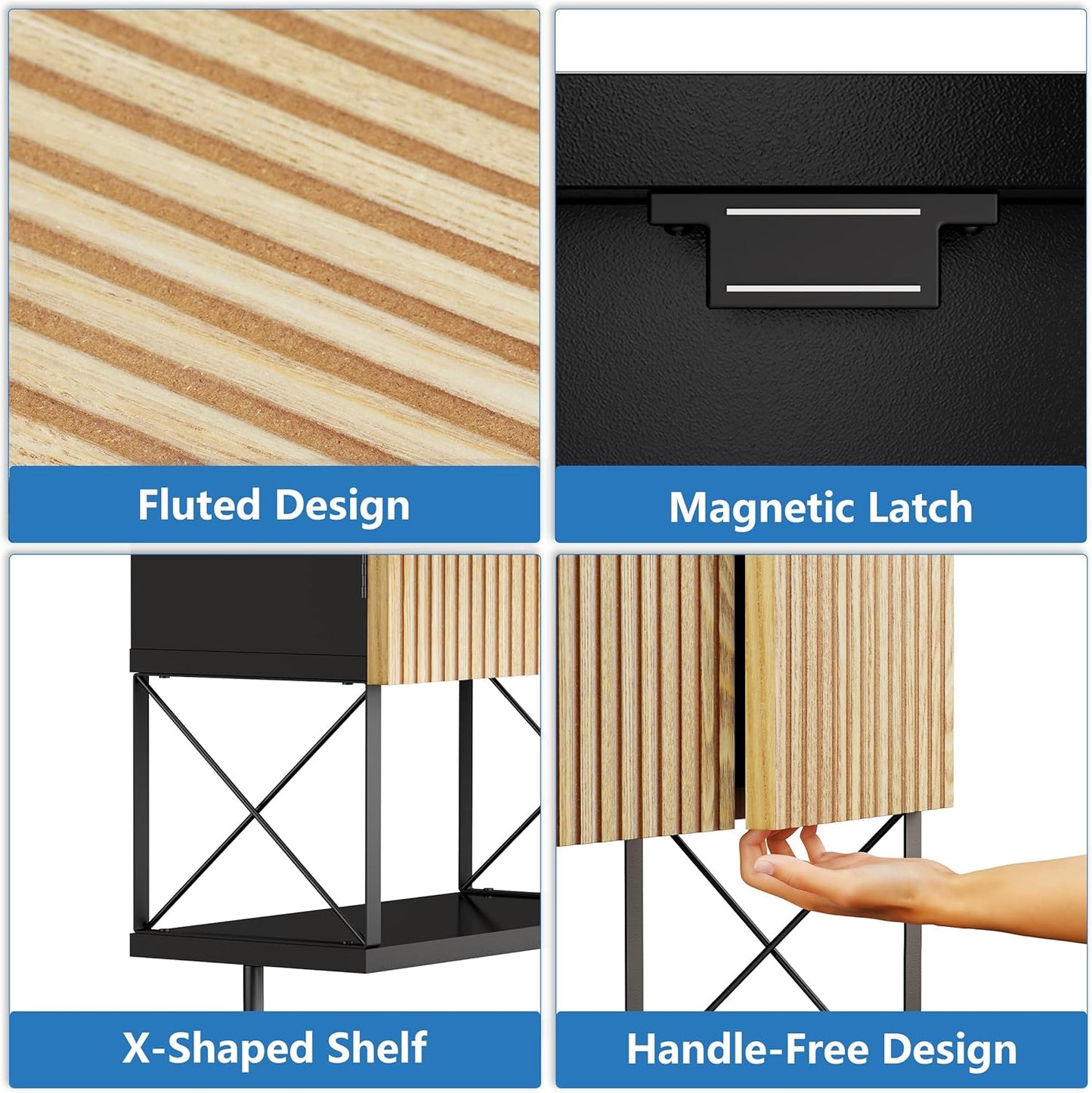Bathroom Wall Medicine Cabinet, Fluted Hanging Bathroom Wall Mounted Cabinet with Towel Bar, Above Toilet Storage Cabinet for Bathroom Organizers and Storage, Black