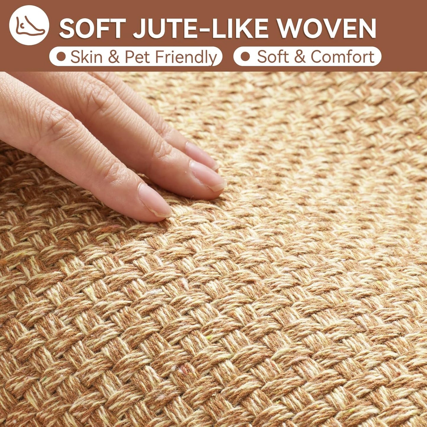 Bath Mat Bathroom Rugs Non Slip Washable, Soft Jute-Like Ultra Thin Bath Mats, Rubber Backing Super Absorbent Quick Dry Thin Bath Rug Shower Mat Fit Under Door Bathroom Tub Floor, Brown 20"x32"