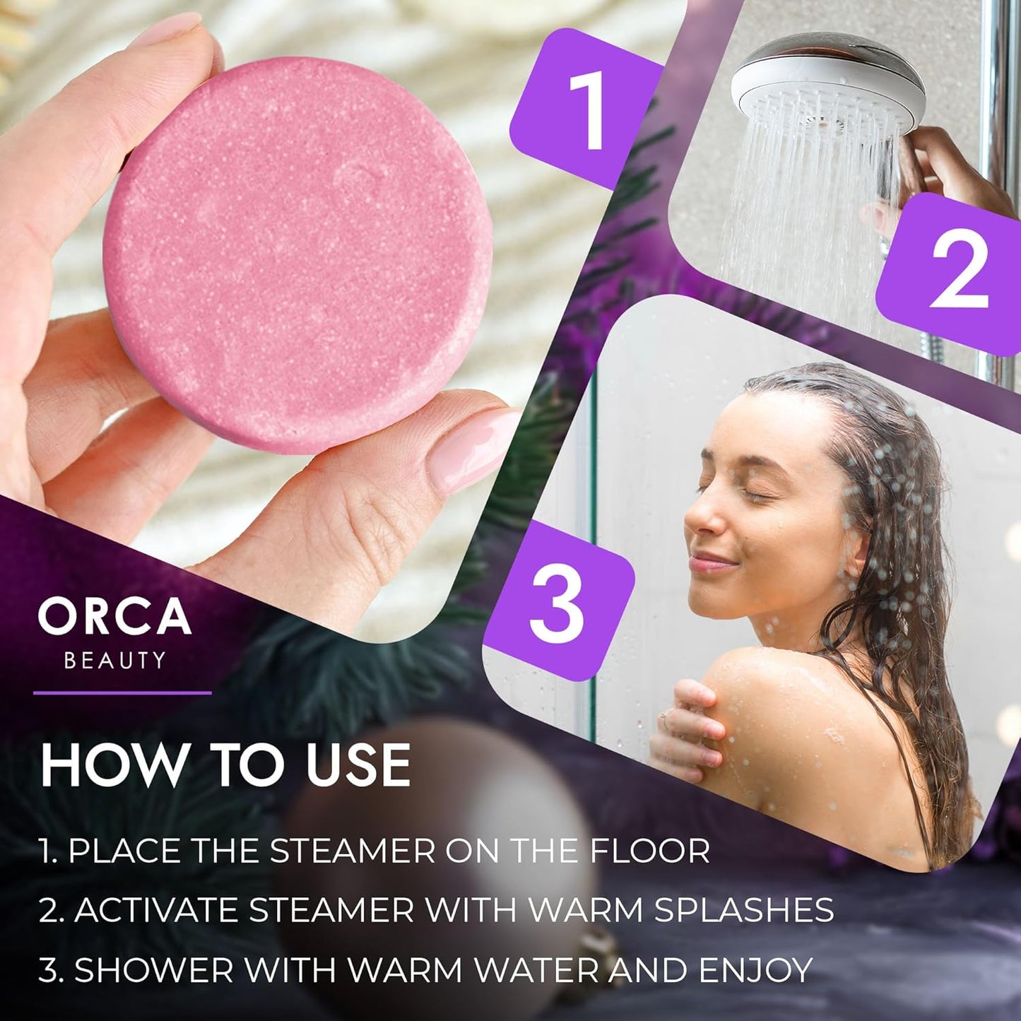 8-Pcs Shower Steamers Aromatherapy & Scented Candle - Birthday Self Care Relaxation Gifts for Women, Pampering Shower Bombs Aromatherapy, Spa Day Essentials, Christmas Purple Gift Bundle