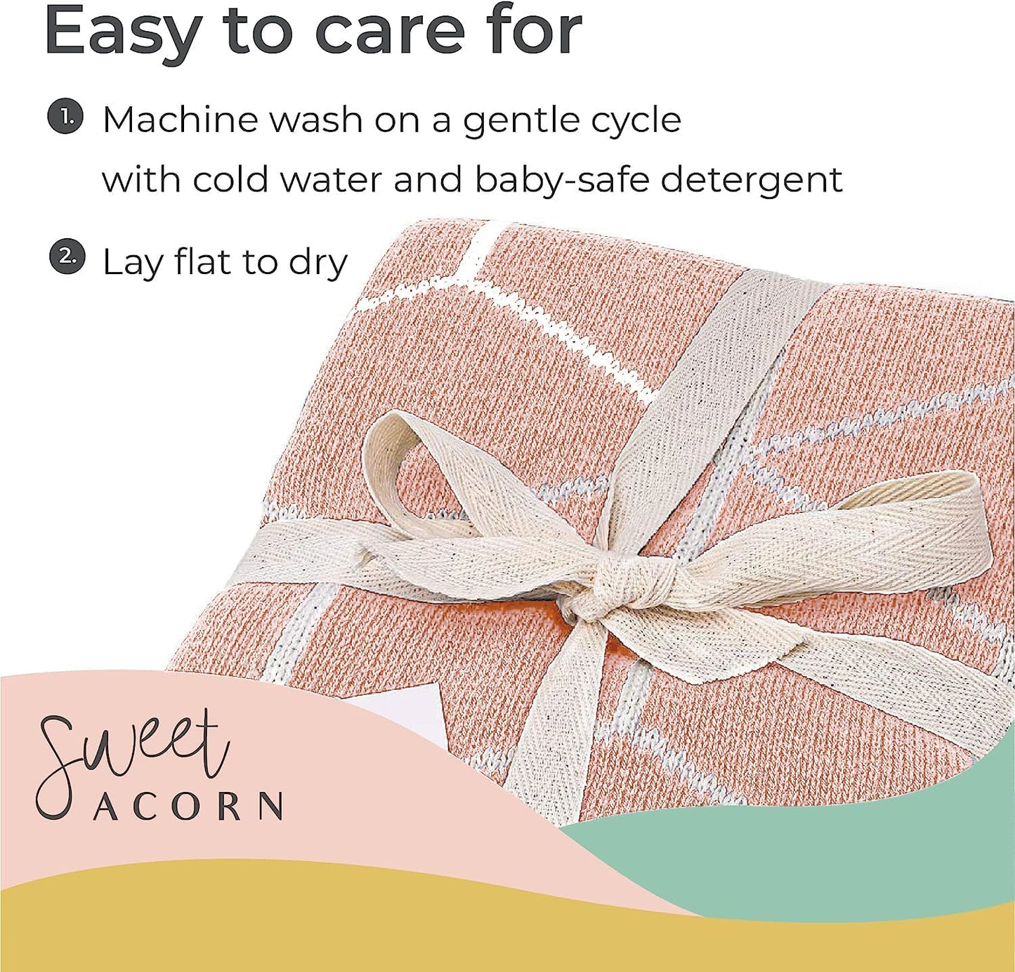 Knit Baby Blanket in Geometric Pattern, Organic Cotton Blankets for Crib or Stroller, Receiving Blankets - Dahlia Pink