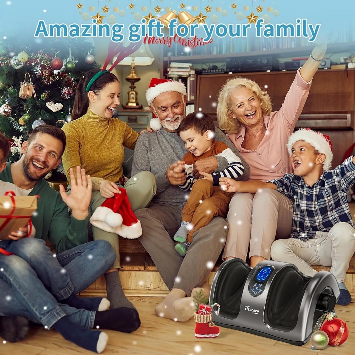 TISSCARE Foot Massager with Heat, Shiatsu Foot Massager for Plantar Fasciitis, Neuropathy, Circulation and Pain Relief, Remote Control, Deep Kneading, Gifts for Women Men Mom Dad