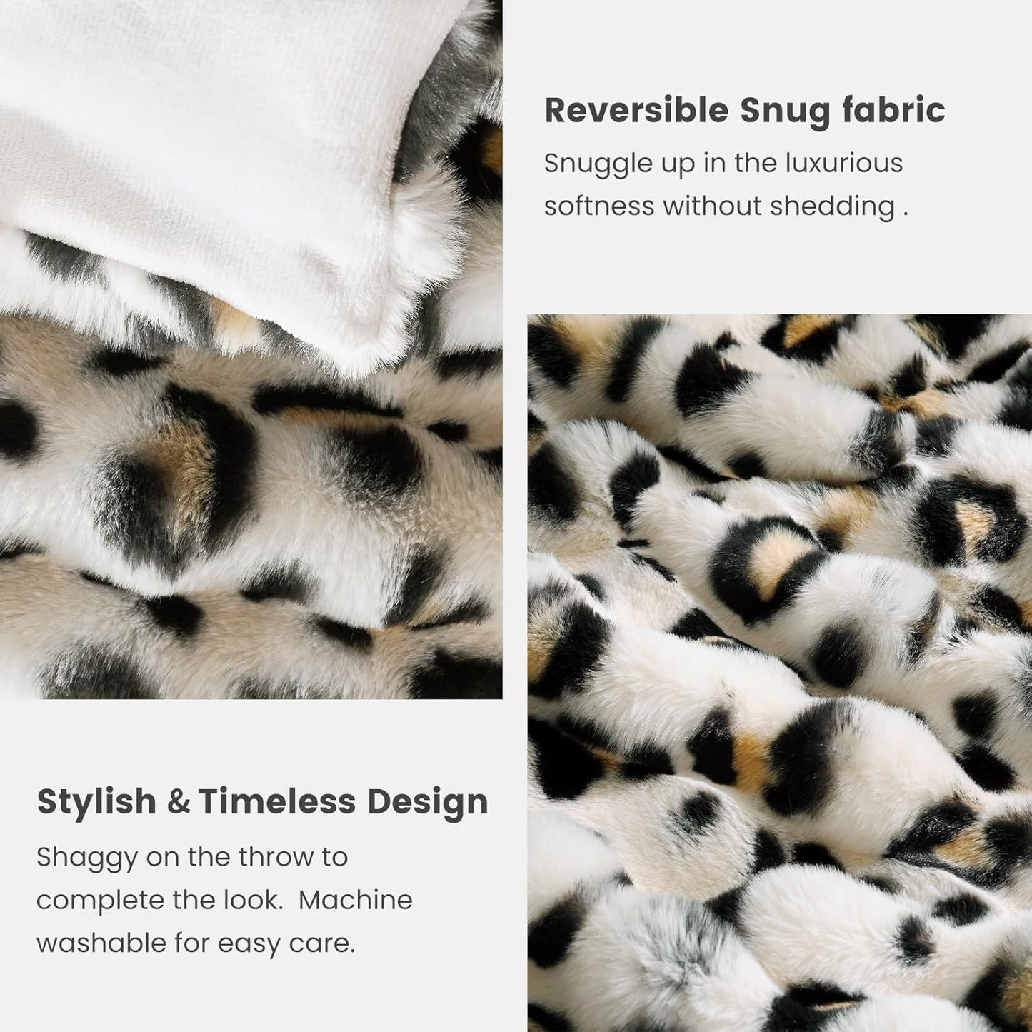 Cozy Bliss Leopard Print Faux Fur Throw Blanket for Couch, Fuzzy Soft Plush Thick Bubble Cheetah Blanket for Sofa Bedroom Living Room, 60x80 Inches