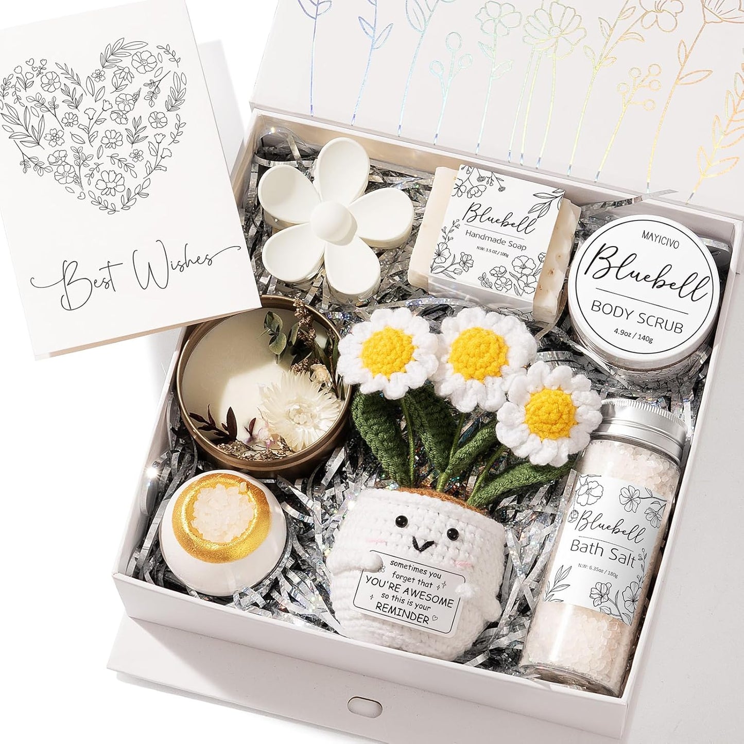 Spa Gifts for Women Bath Gift Set, BlueBell Relaxing Spa Gift Baskets Home Bath Set Self Care Kit Care Package Thank You Get Well Christmas Birthday Gifts for Women Mom Her Friends Sister Wife Grandma