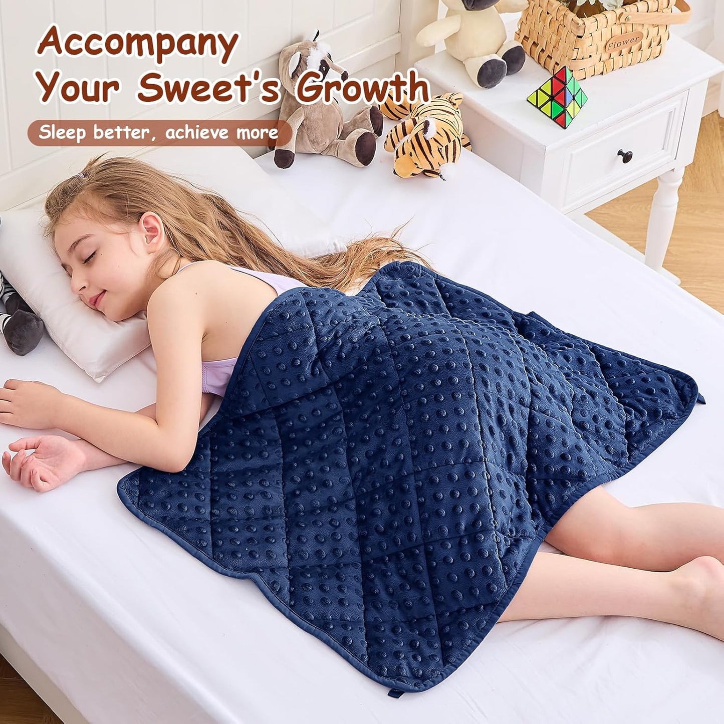yescool Weighted Lap Pad 2 lb Blue Weighted Lap Blanket, Small Lap Blanket Cooling Heating Weighted Throw Blankets, Minky Blankets Gift for Travel Indoor Outdoor, 20 * 30in