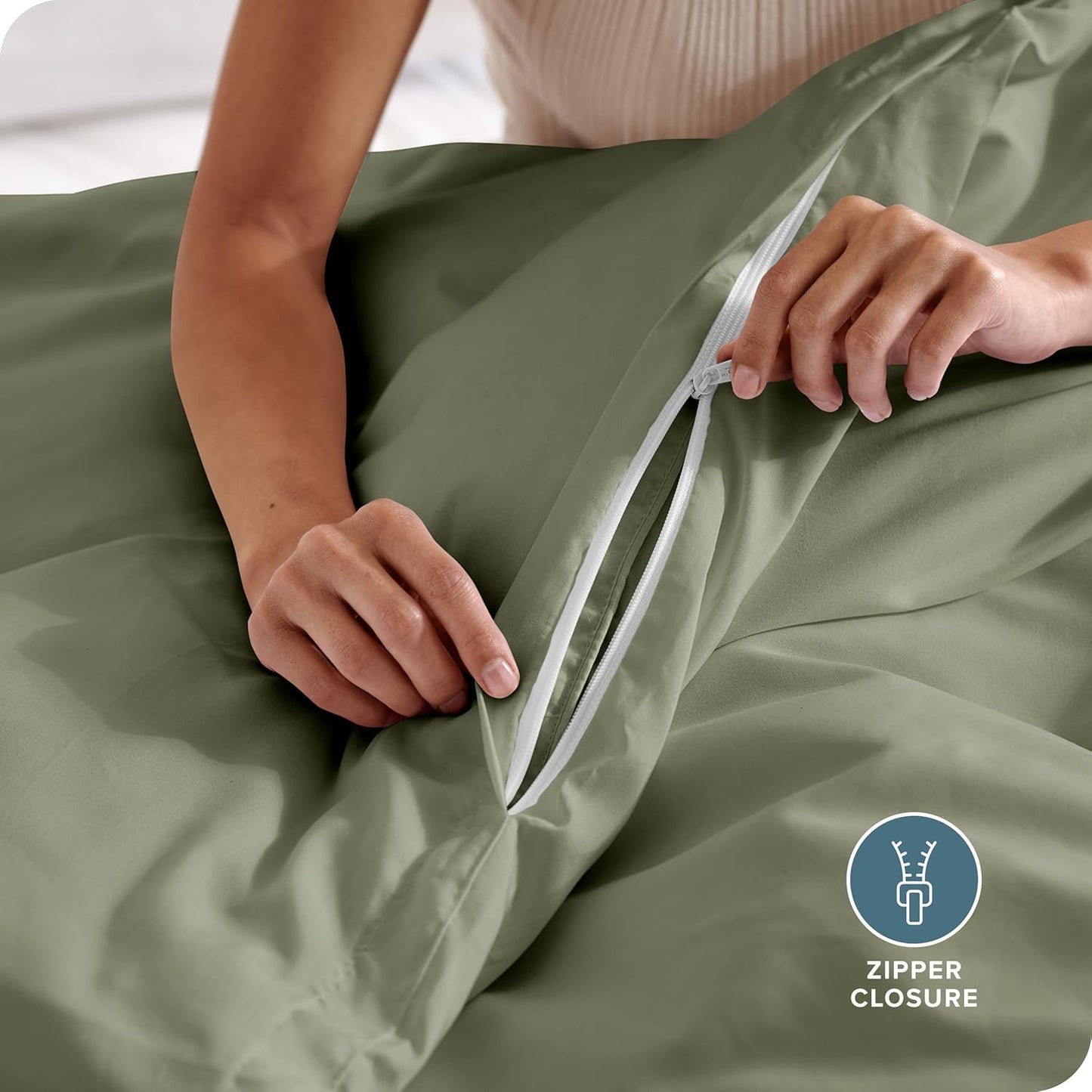 Bare Home Bedding Duvet Cover Oversized King - Premium 1800 Super Soft Collection - Lightweight, Cooling - Soft Breathable Bedding Duvet Cover (Oversized King, Sage)