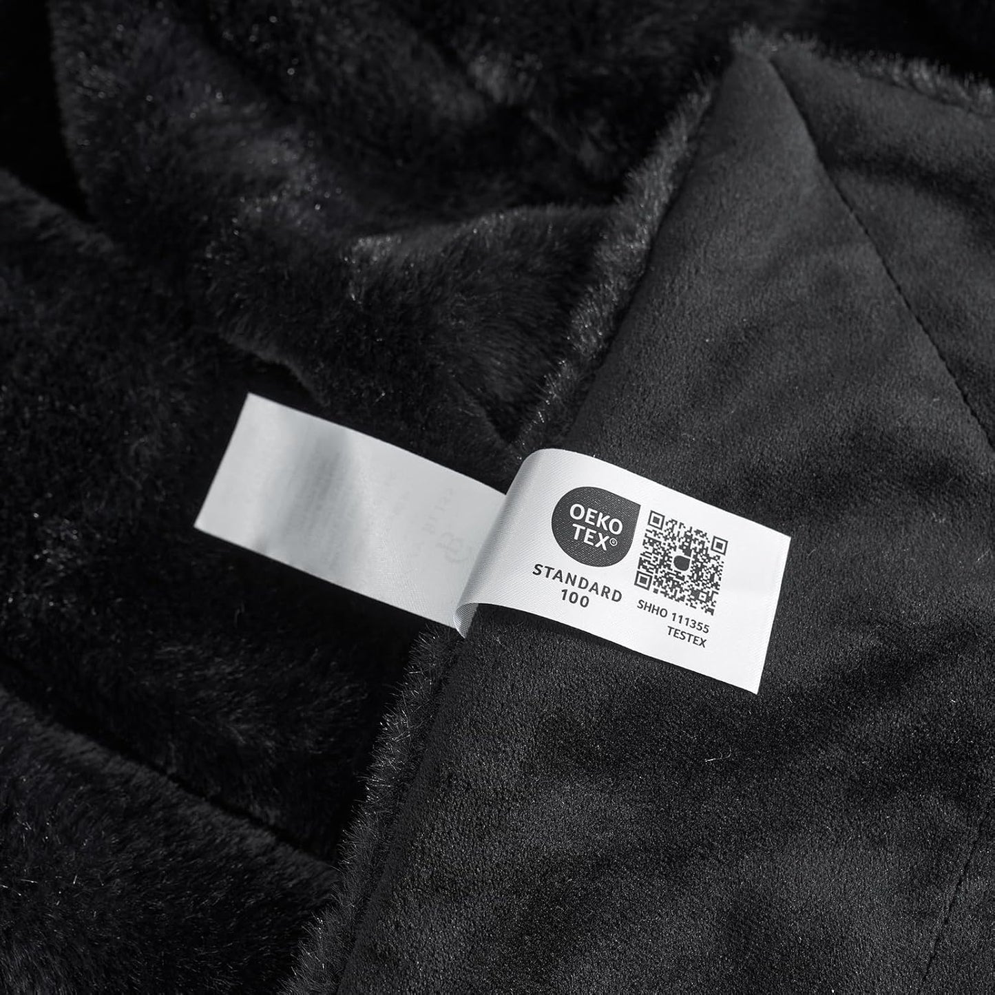 Cozy Bliss Faux Fur Throw Blanket for Couch, Cozy Warm Plush Striped Blanket for Sofa Bedroom Living Room, 90 * 90 Inches Black