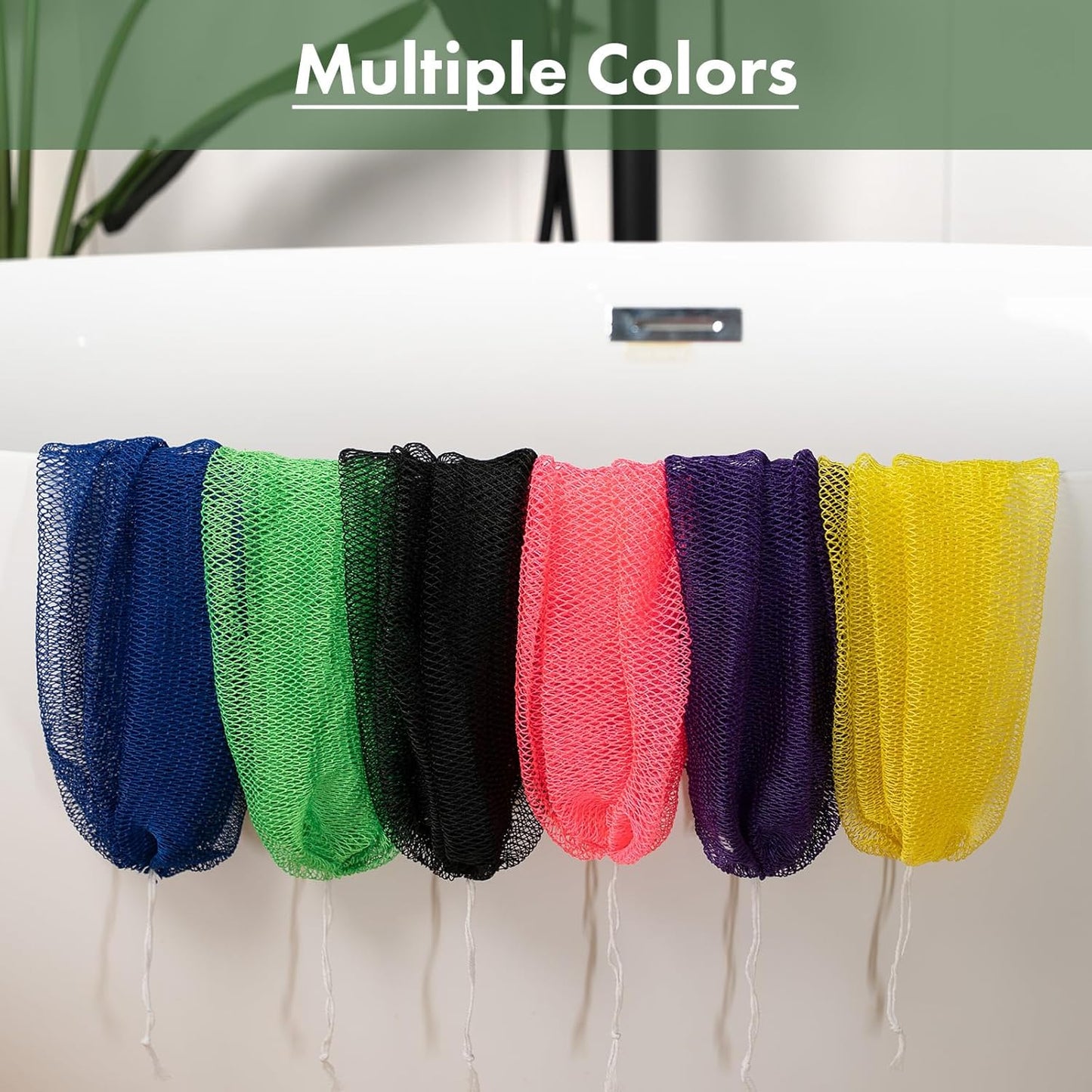 African Net Sponge Authentic with Handles (Set of 2), African Exfoliating Net Sponge, Exfoliating Body Scrubber Bath Sponge - Bathing Accessories with Storage Bag (Purple & Rose)