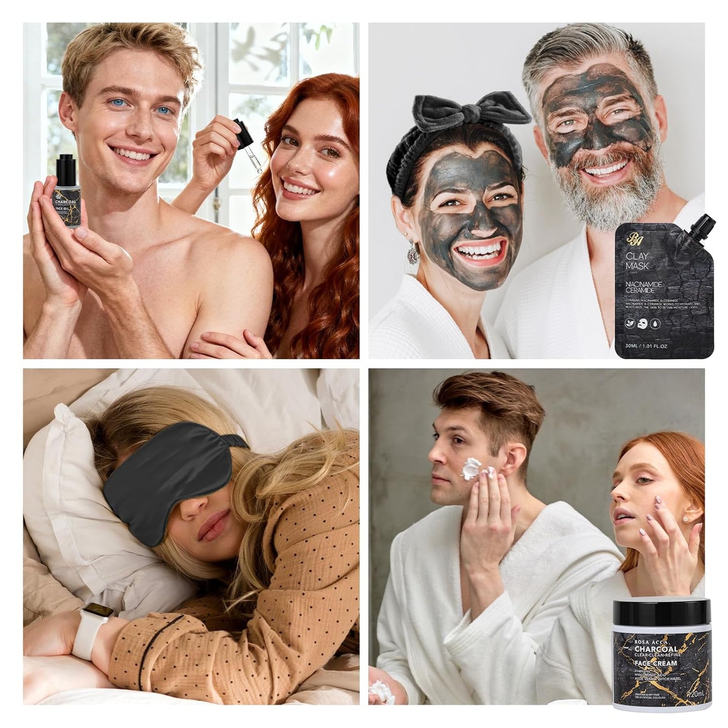 35 Pcs Christmas Gifts for Women & Men, Charcoal Bath & Body Gift Basket, Face Skin Care Kit, Self-Care Gift, Diffuser, Shower Gel, Massage Oil, Bath Bomb, Birthday, Valentines, Mother Day, Husband