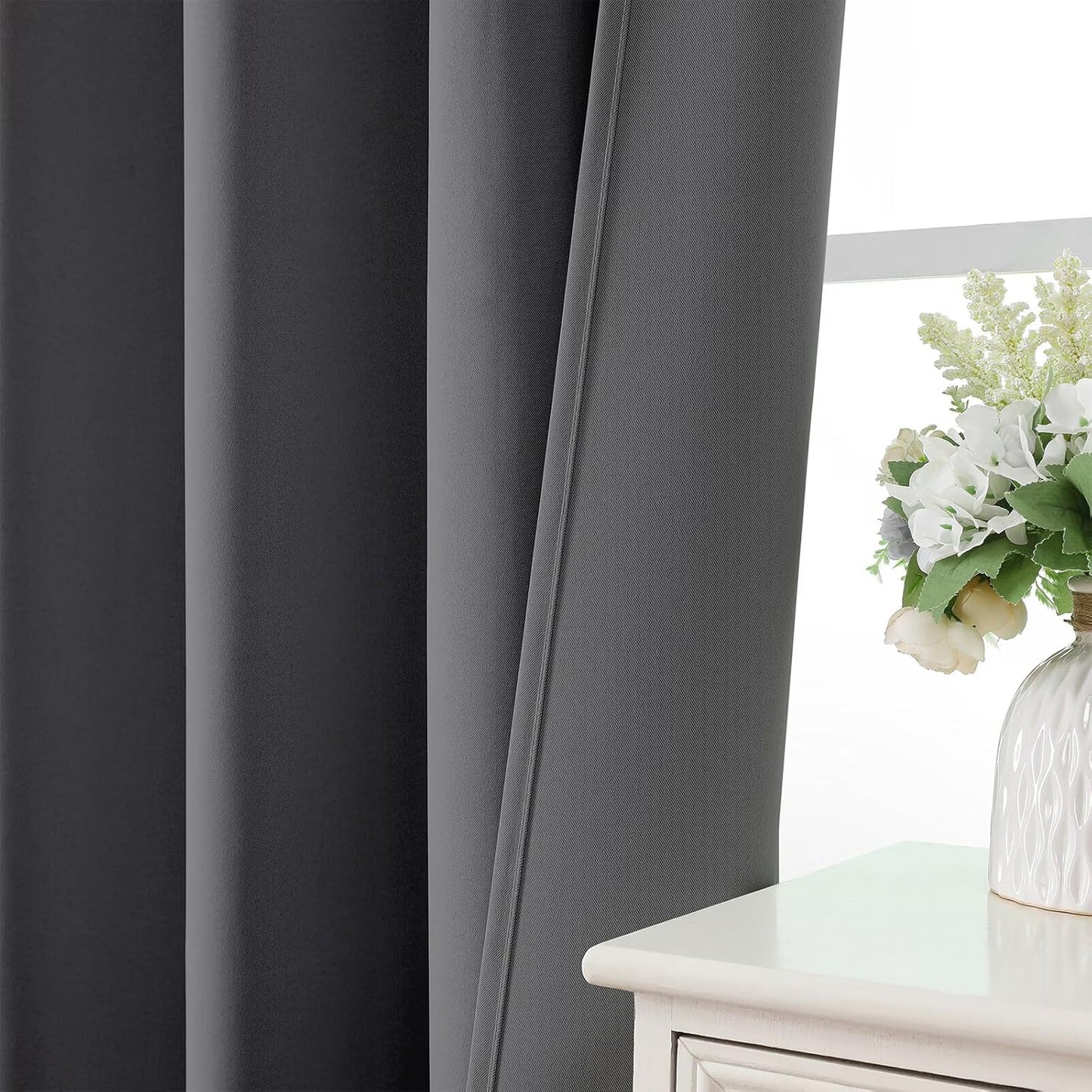 CUCRAF Light Grey Blackout Curtains 63 inch Length 2 Panels Set, Rod Pocket Room Darkening Drapes for Bedroom Living Room, Insulated Thermal Light Blocking Window Curtain (W52 x L63 Inch)