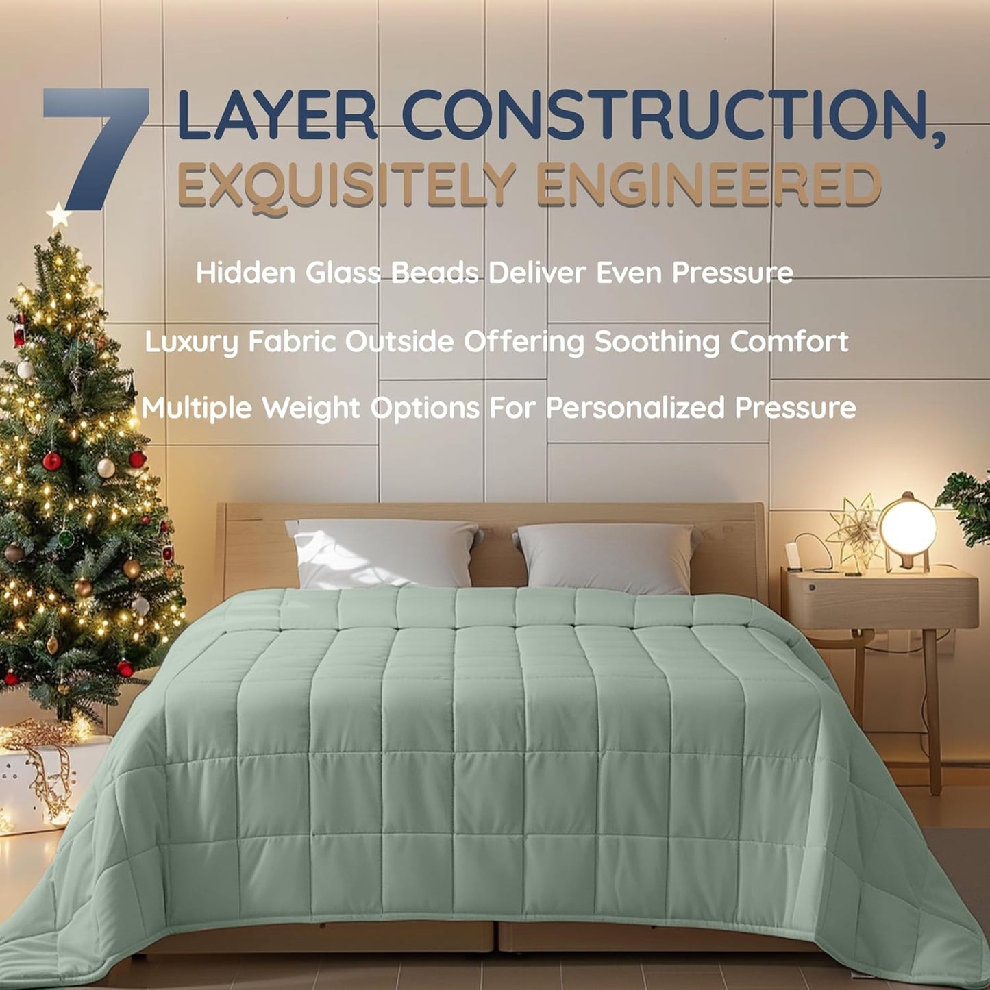 HomeSmart Products 50lbs Weighted Blanket Queen Size - Breathable, Hypoallergenic Soft Fabric, Extra Heavy Weighted Blanket Green Sage
