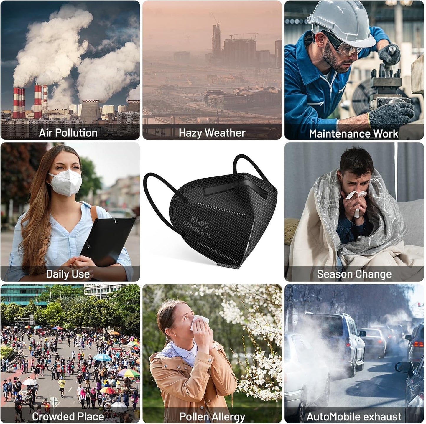 KN95 Face Mask 30pcs Disposable Face Masks Individual Packed Safety 5 Layers Breathable Cup Dust Masks Filtration>95%