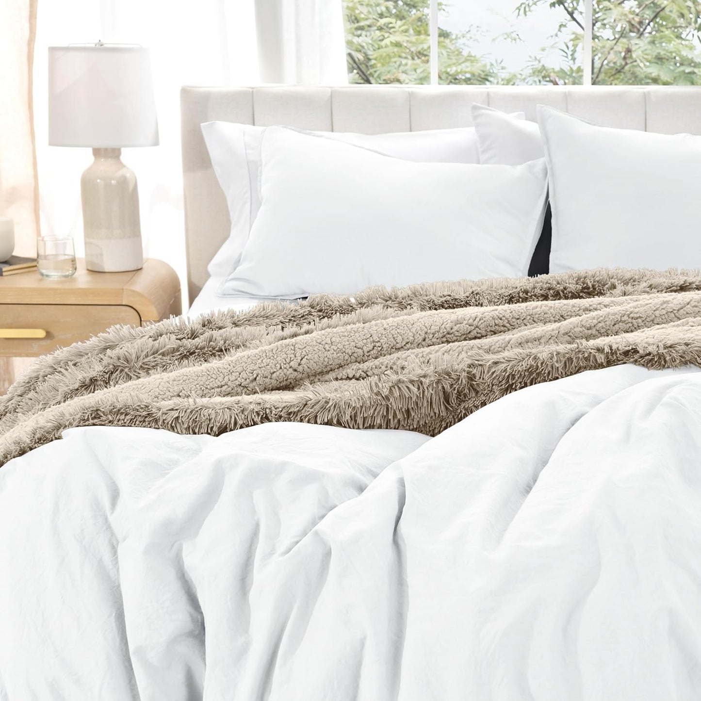Bare Home Microfiber Duvet Cover Set - Ultra Soft Washed Microfiber - Oversized Queen Size - Linen-Like Look - Easy Care - Breathable Fabric - Our Softest Duvet Cover Set (Oversized Queen, White)