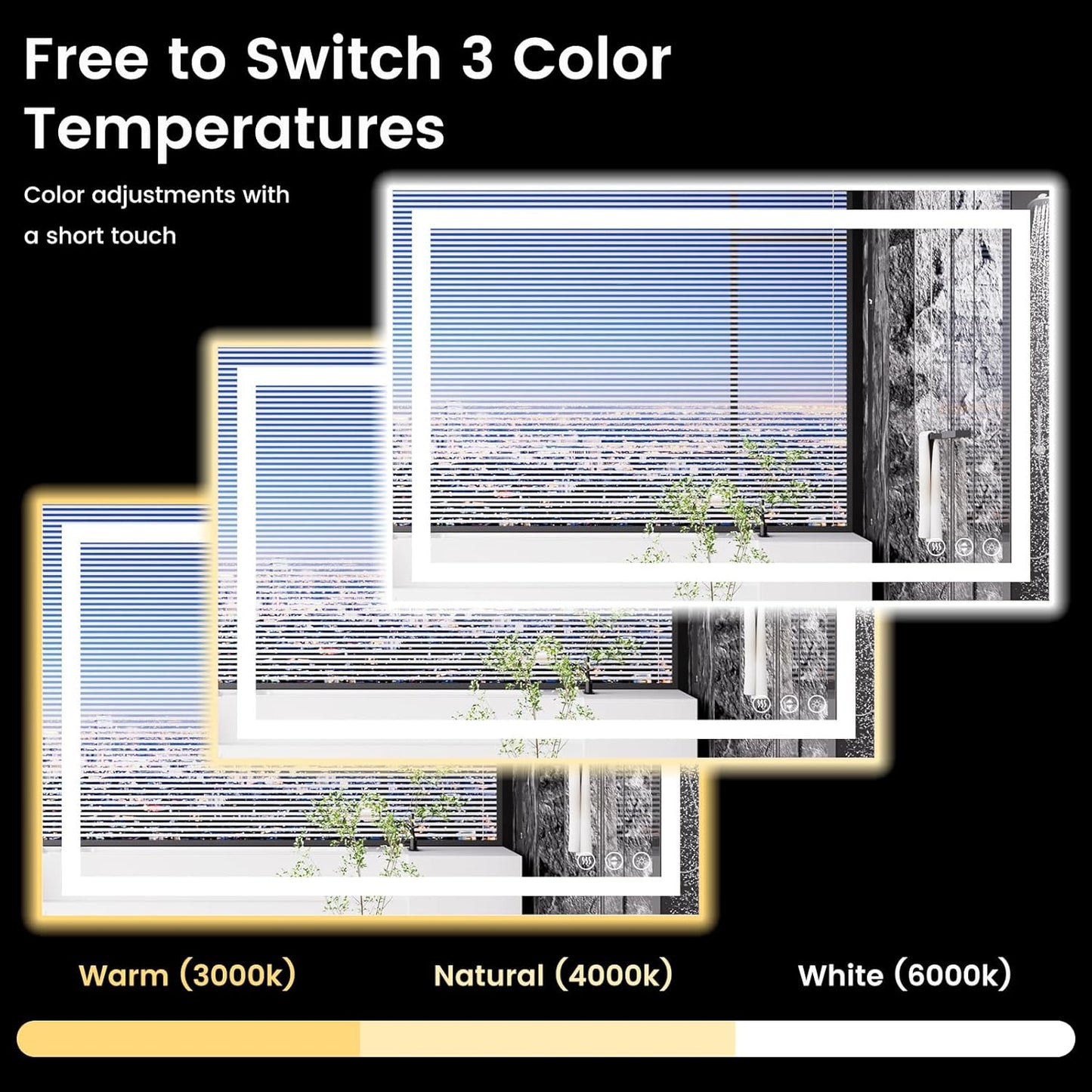 48X30 LED Bathroom Mirror with Lights, Anti-Fog, Backlit + Front Lit, Lighted Bathroom Vanity Mirror for Wall, Memory Function, Dimmable, Tempered Glass, Shatter-Proof, ETL Listed