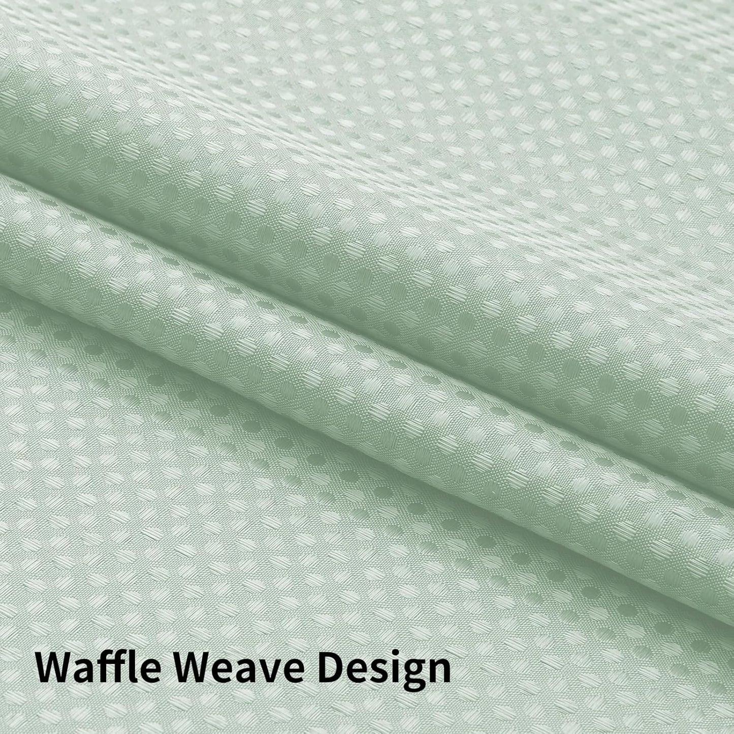 No Hook Shower Curtain with Snap in Fabric Liner, Waffle Weave Heavy Duty Thick Shower Curtains with Mesh Top Window, Hotel Style Waterproof Bathroom Curtain Set, 72 x 75 Inch, Mint Green