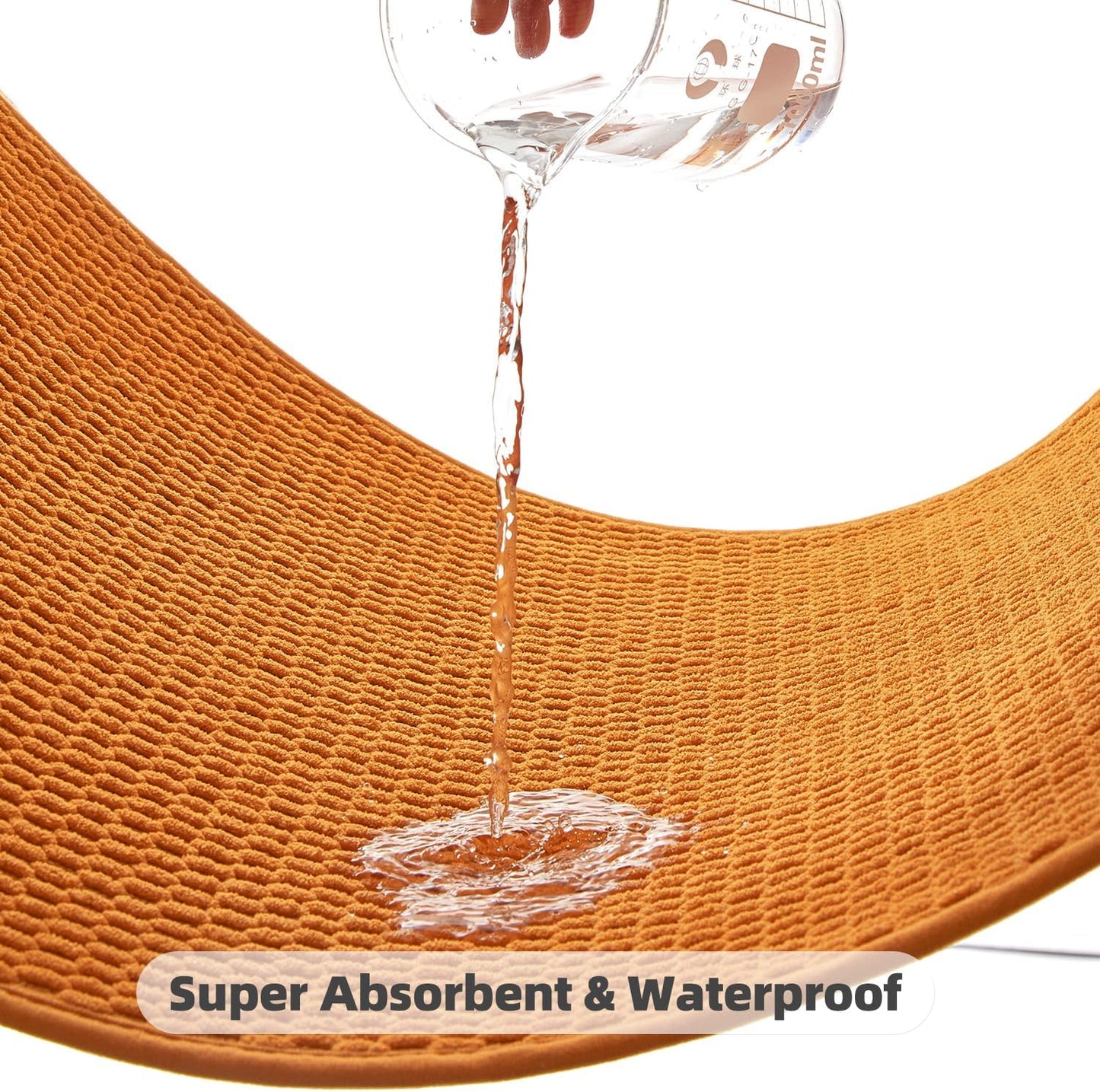 Bathroom Rugs Non Slip Washable, Super Absorbent Thin Bath Mat Quick Dry Low Pile Bathroom Rug, Orange 20"x48"