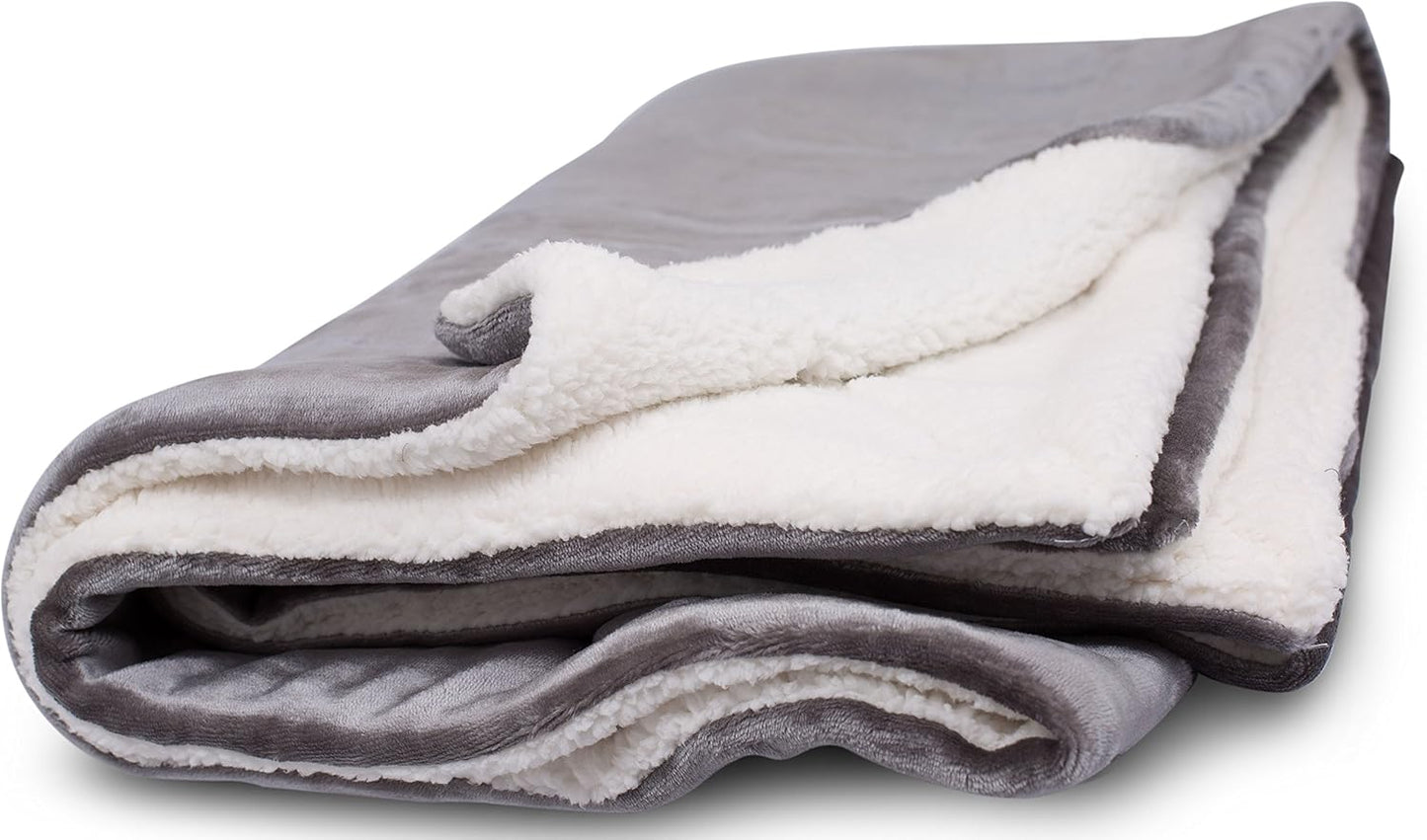 Internet’s Best Plush Reversible Sherpa Throw Blankets - Grey - Ultra Soft Couch Blanket - Light Weight Sofa Throw - 100% Microfiber Polyester - Easy Travel - Bed - 50 x 60