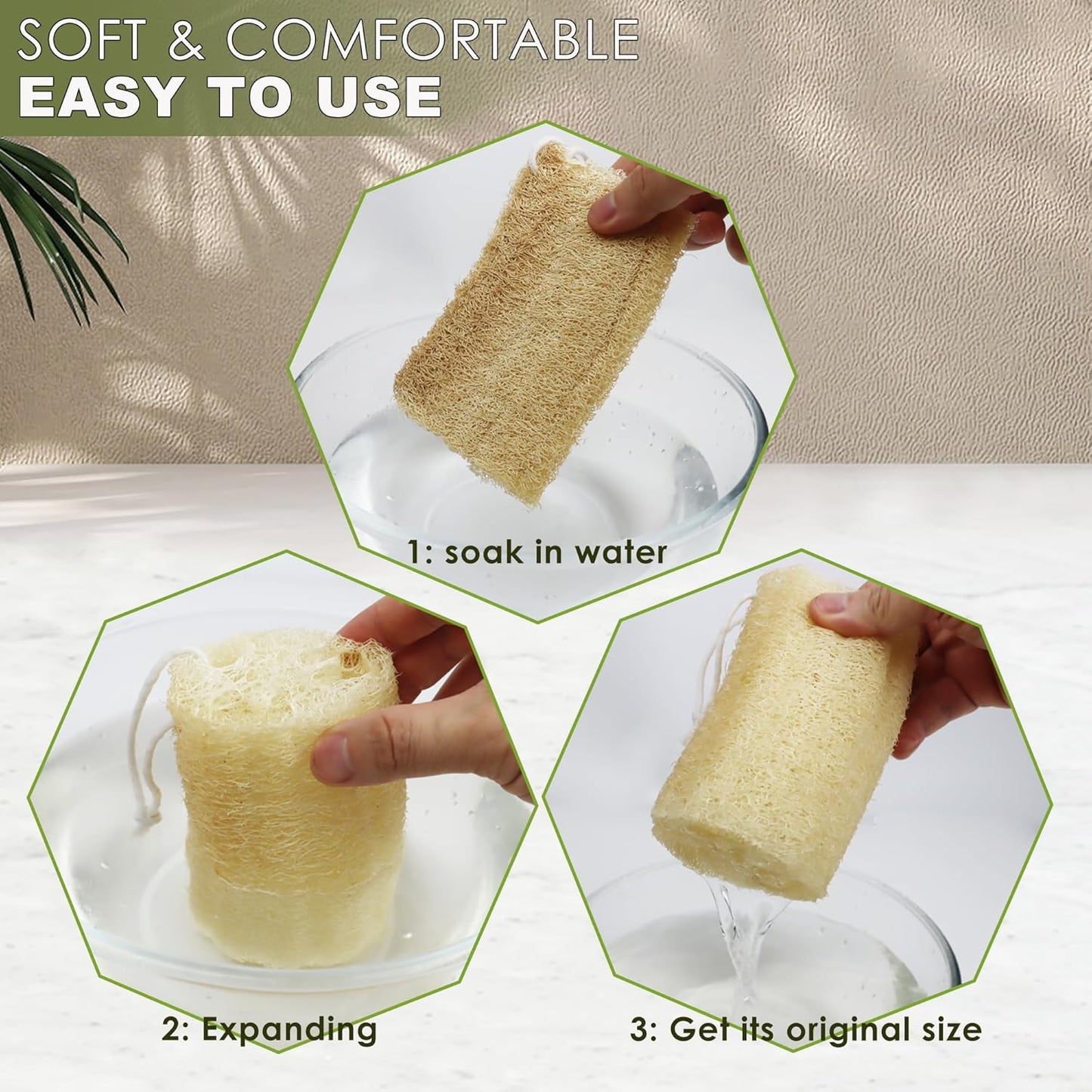 7 Pack Natural Loofah Exfoliating Body Scrubber, 5 Inches Organic Luffa Bath Sponge Exfoliating Shower Body Scrubber for Deep Cleaning & Smooth Skin, Natural Real loofah Sponge for Men & Women