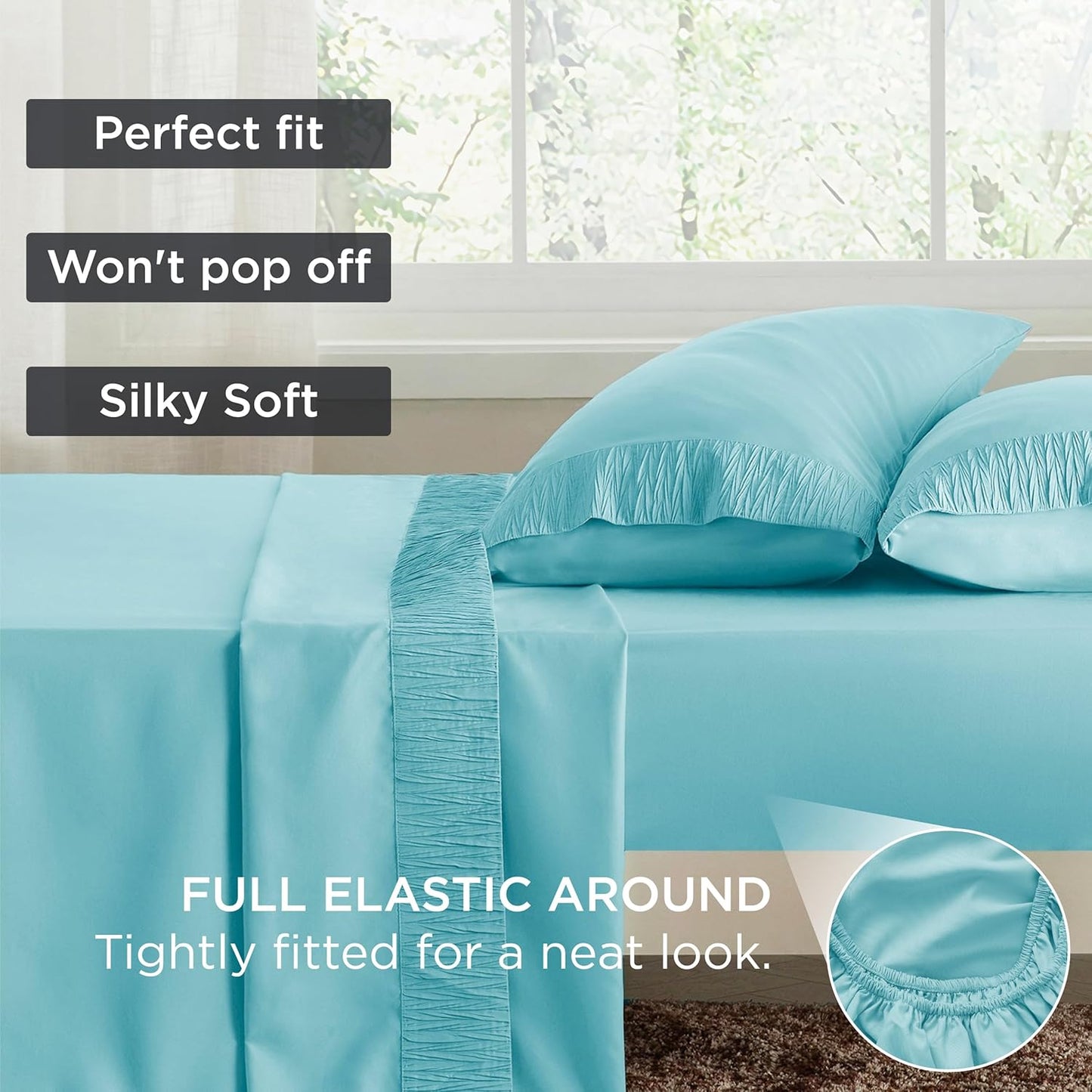 Bedsure Twin XL Sheet Sets Dorm Bedding - 3 Pieces Soft Extra Long Twin Sheets, Hotel Luxury, Easy Care Microfiber for Women, Men, Spa Blue