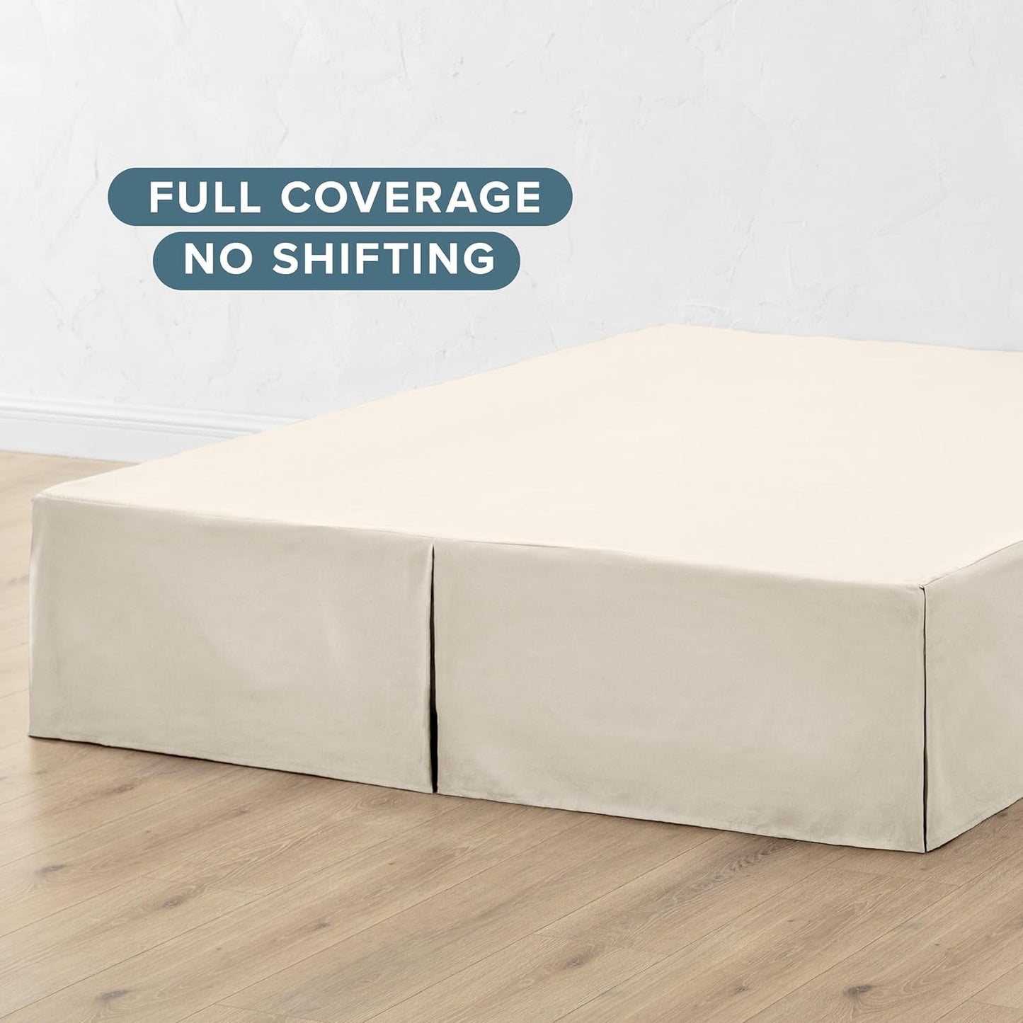 Bare Home Full Bed Skirt - 15-Inch Tailored Drop Easy Fit - Bed Skirt for Beds - Center & Corner Pleats (Full, Sand)