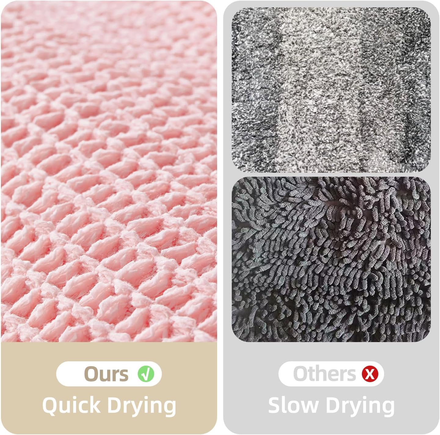 Light Peachy Pink Long Bathroom Rugs, Waffle Runner Rug Bathroom Non Slip Washable Quick Dry Cute Bath Mat Boho Farmhouse Bath Mat, 72"x24" Light Peachy Pink