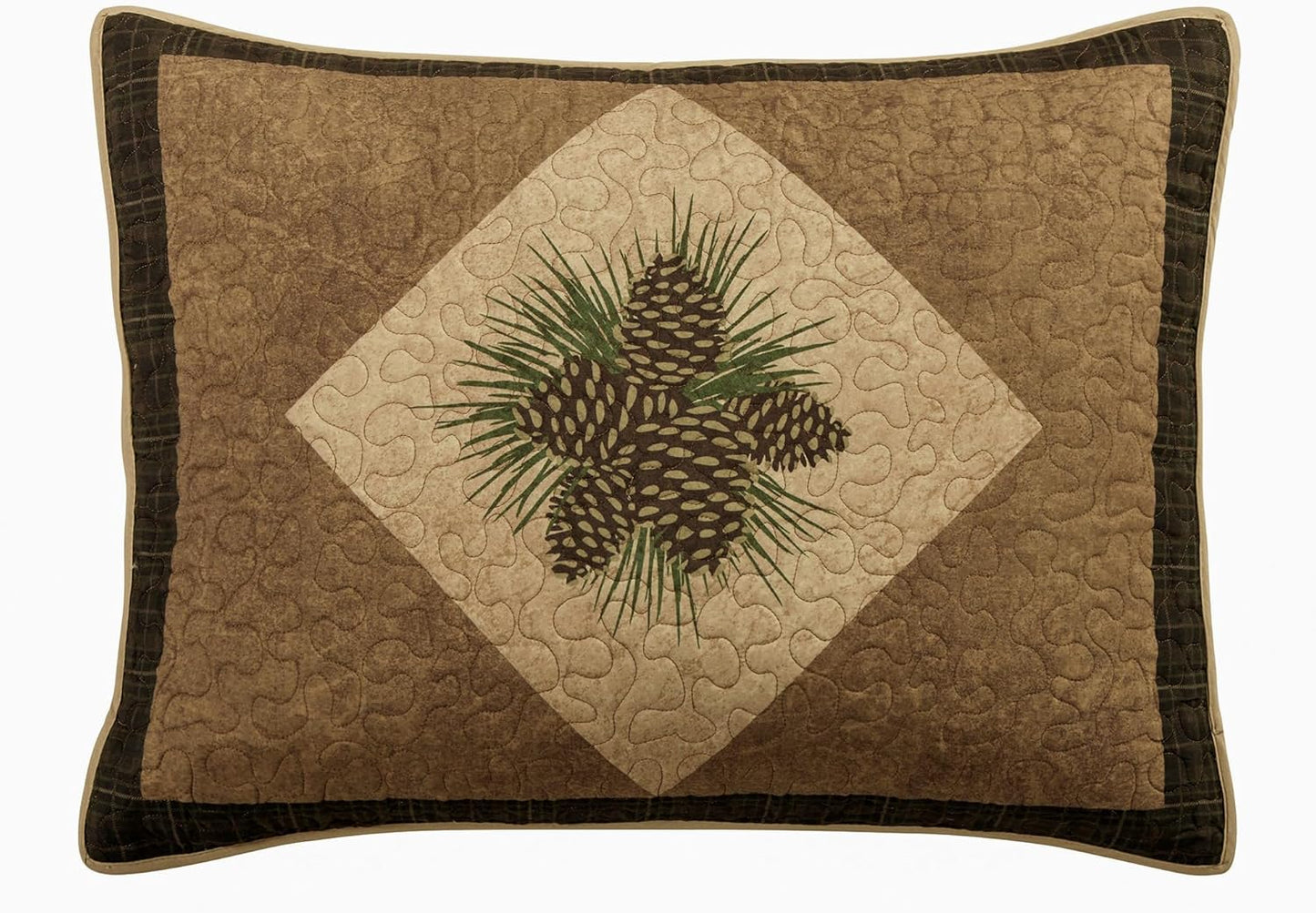 Donna Sharp King Polyester Bedding Set - Antique Pine Lodge Quilt Set with Quilt, Two King Pillow Shams and One Decorative Pillow - Machine Washable