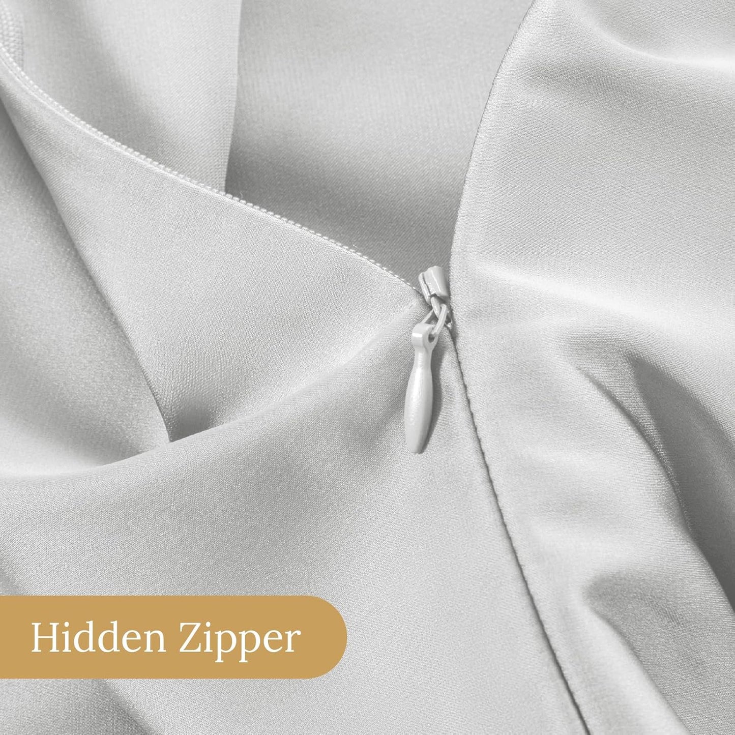 INFIIXSO Mulberry Silk Pillow Cases King Size Set of 2, Silk Pillowcase with Hidden Zipper 20"x36", Extraordinary Smooth and Soft Pillow Case for Hair and Skin(Light Grey, 2 Pack)