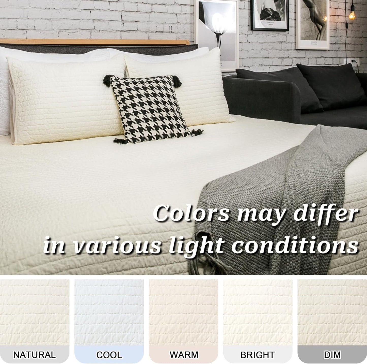ELEGANT LIFE HOME Velvet Quilt Twin Reversible Royal Cotton Velvet Pic-Stitch Bedding Quilt - Twin - 68'' x 90'', Ivory