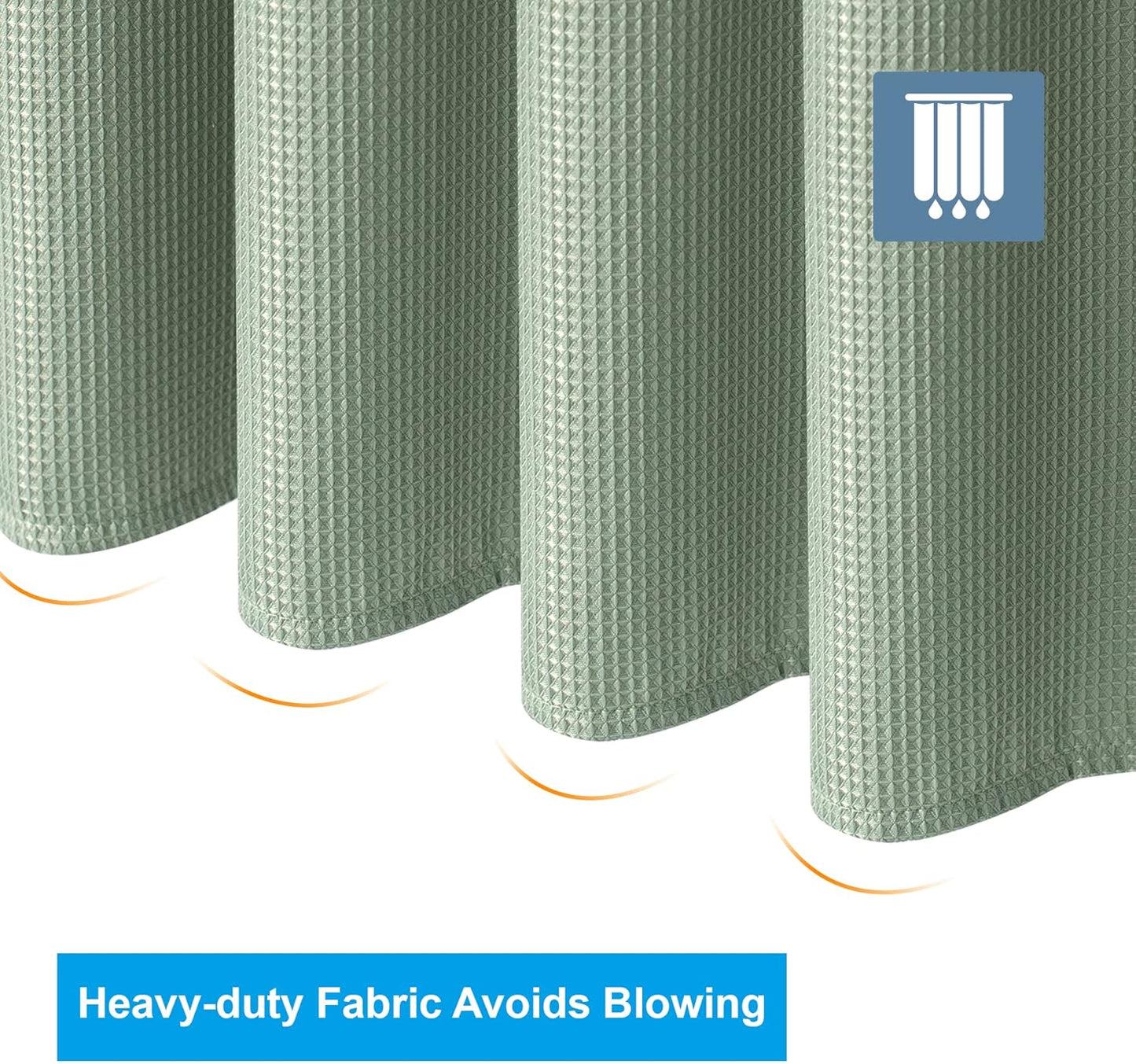 AmazerBath Waffle Shower Curtain, Sage Green Fabric, Long With Waffle Weave Heavy Duty Hotel Quality for Bathroom, 72 x 78 Inches