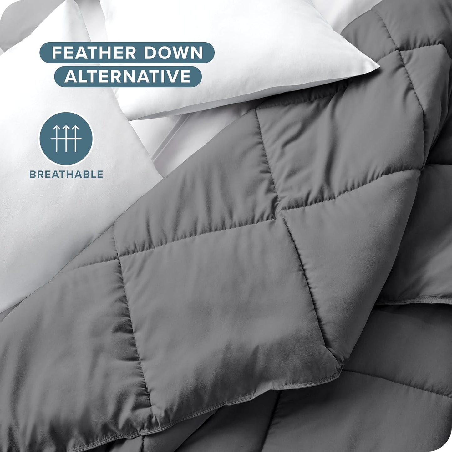 Bare Home Duvet Insert Comforter - King/California King - Goose Down Alternative - Ultra-Soft - Premium 1800 Series - All Season Warmth - Bedding Comforter (King/Cal King, Grey)