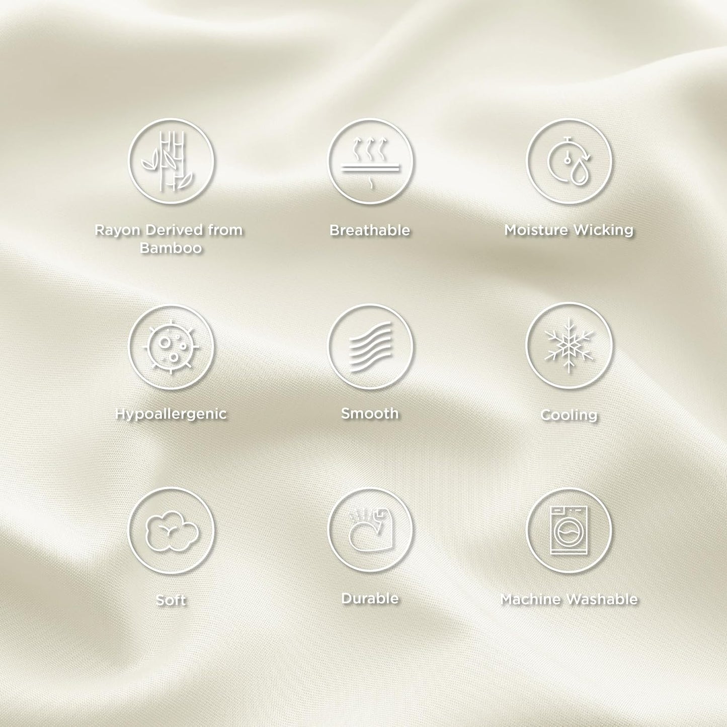 Bedsure Pillow Cases Standard Size, Cooling Pillow Cases, Rayon Derived from Bamboo Cream Pillowcases Standard Set of 2, Breathable & Soft Bedding Pillow Covers with Envelope Closure, 20x26 Inches
