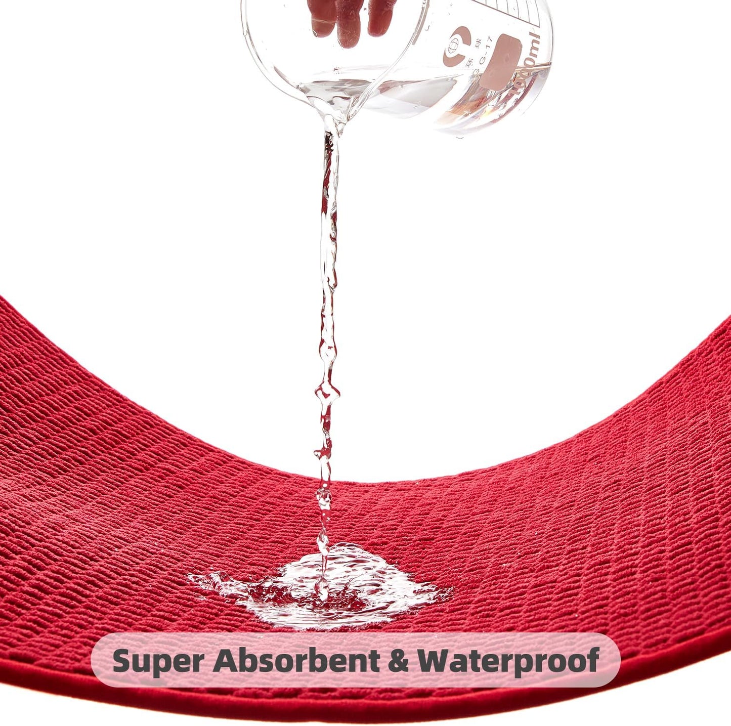 Christmas Bathroom Runner Rugs, Long Bath Mat Runner Washable Thin Quick Dry Low Pile Bathroom Runner Rugs Non Slip, Red 16"x60"