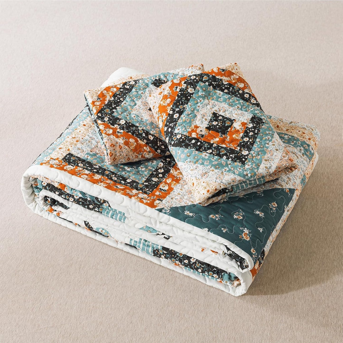 BEDIFANY Twin Size Bedspread Sets, Floral Cotton Lightweight Quilt Twin XL Size (68 x 86 inch) Garden Style Quilt Bedding Sets for All Seasons, 2 Pieces